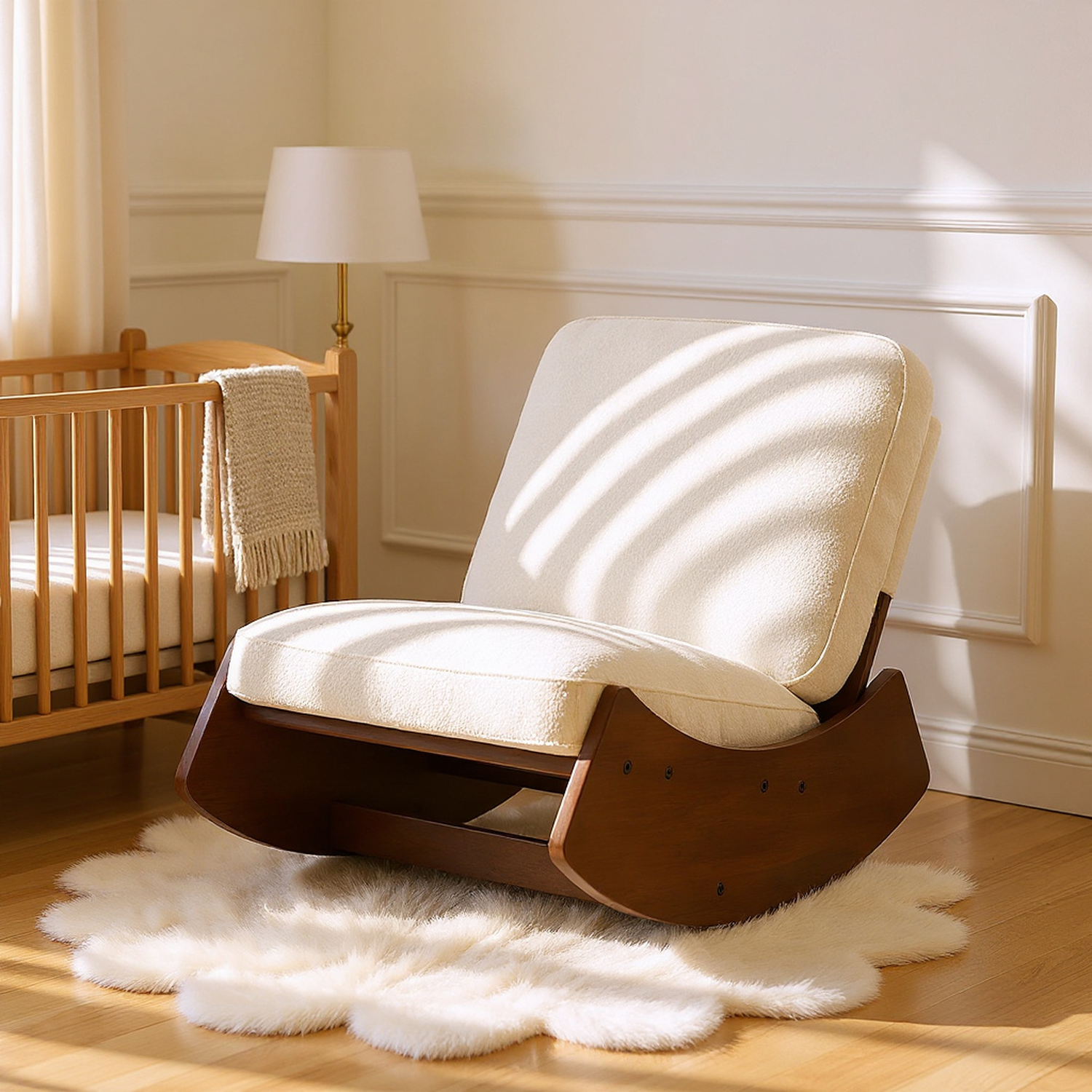 Comfortable Glider Rocking Chair, High-Quality Upholstery Glider Chair, Solid Wood Frame, Perfect for Multiple Settings Accent Reading Chair for Bedroom,Living Room,Nursery
