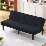 66'' Corduroy Convertible Sofa Bed, Modern Minimalist, Black, for Living Room/Bedroom