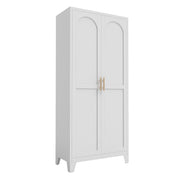 71'' 2 Shapely Doors Cabinet, Metal Storage Cabinet with Doors and Adjustable Shelves, for Bedroom, Living Room, Kitchen (White)