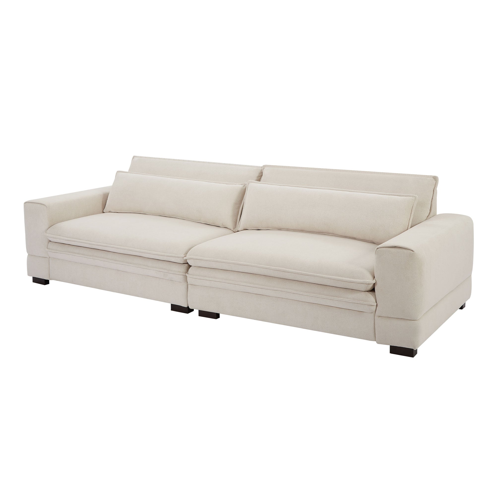 Yonkers 104.7" Mid-Century Modern 4-Seater Upholstered Sofa Couch, Beige
