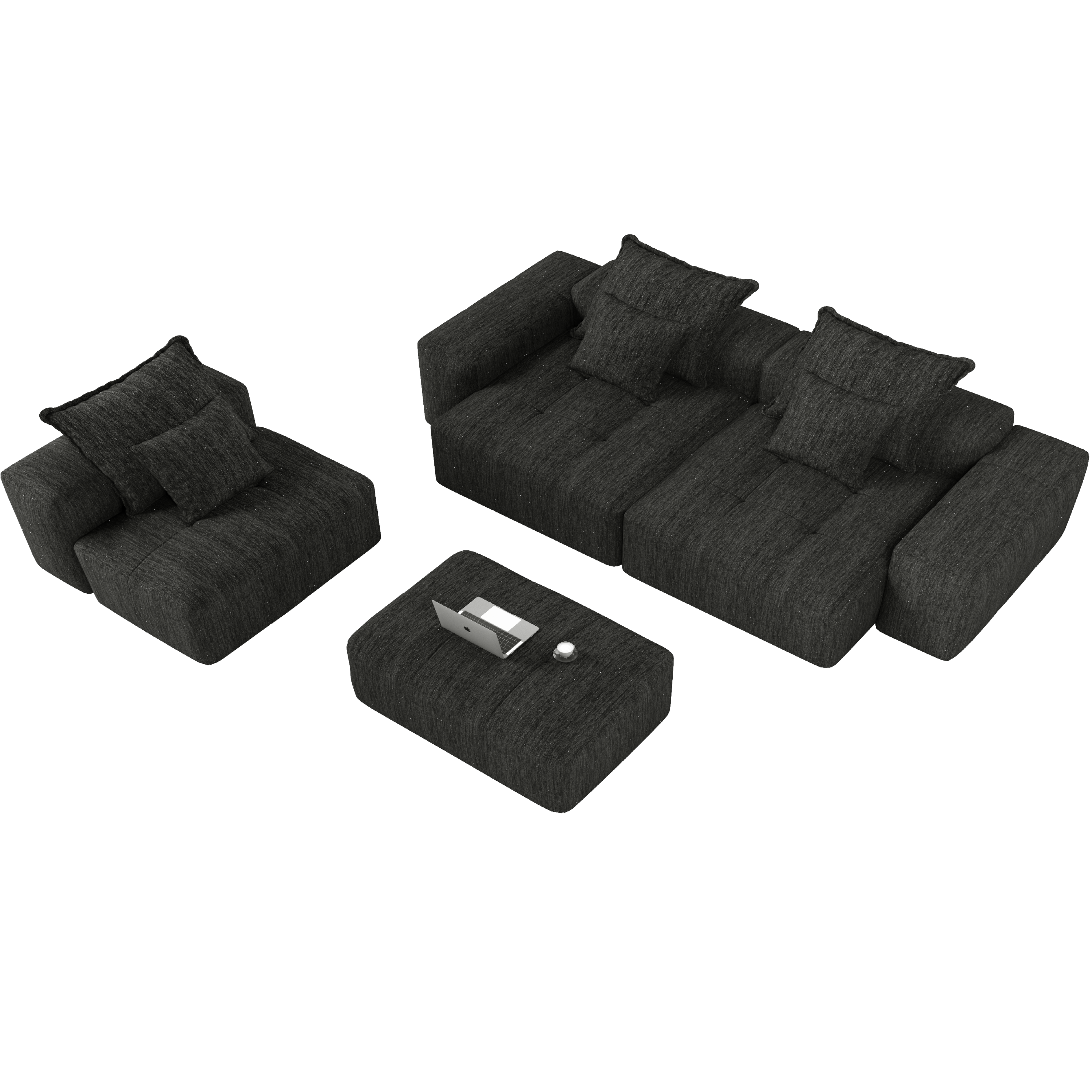Denver 184" Oversized Chenille Tufted Modular Sectional Sofa with 6 Pillows