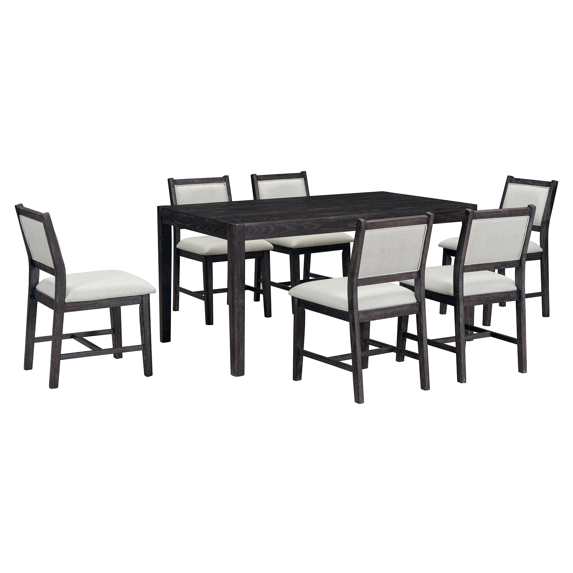 Elora 7 Piece Modern Wood Dining Table Set with Upholstered Chairs