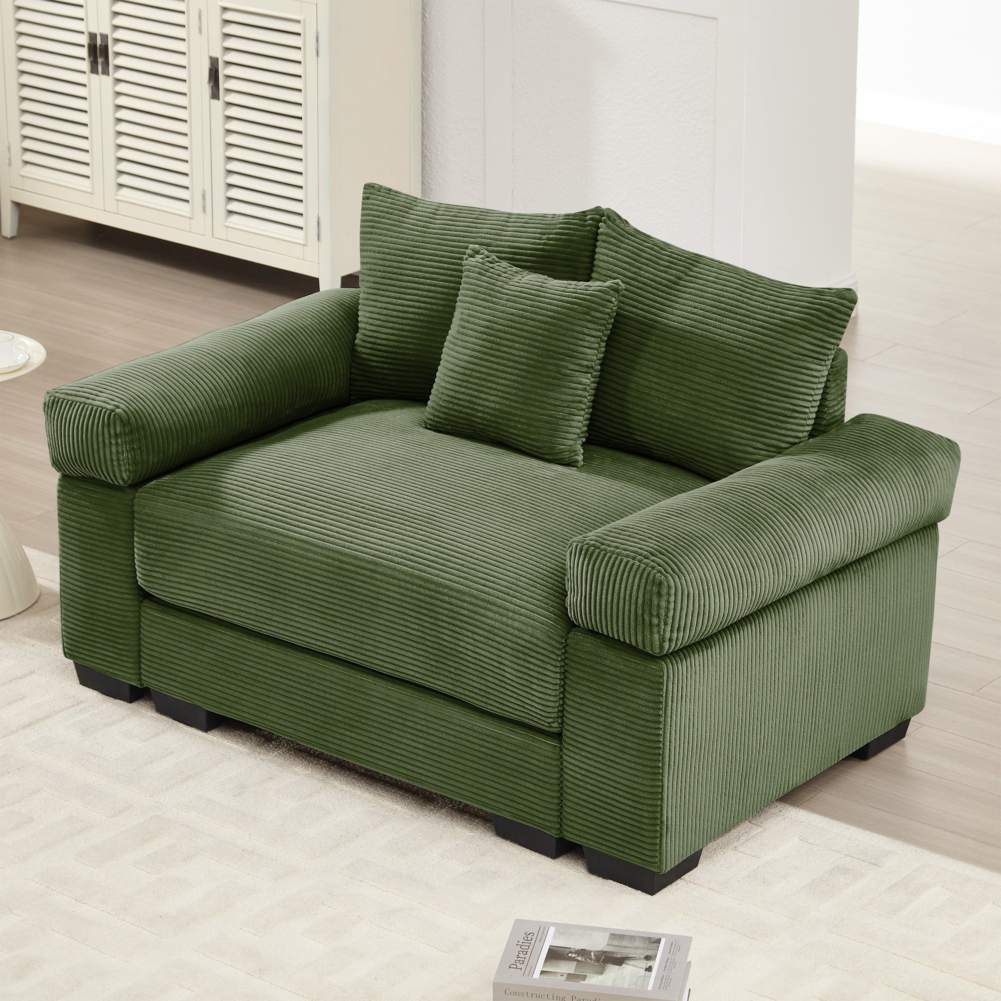 Albany 54.3" 1 Piece Oversized Corduroy Modular Armchair, Green