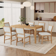 Elora 7 Piece Modern Wood Dining Table Set with Upholstered Chairs