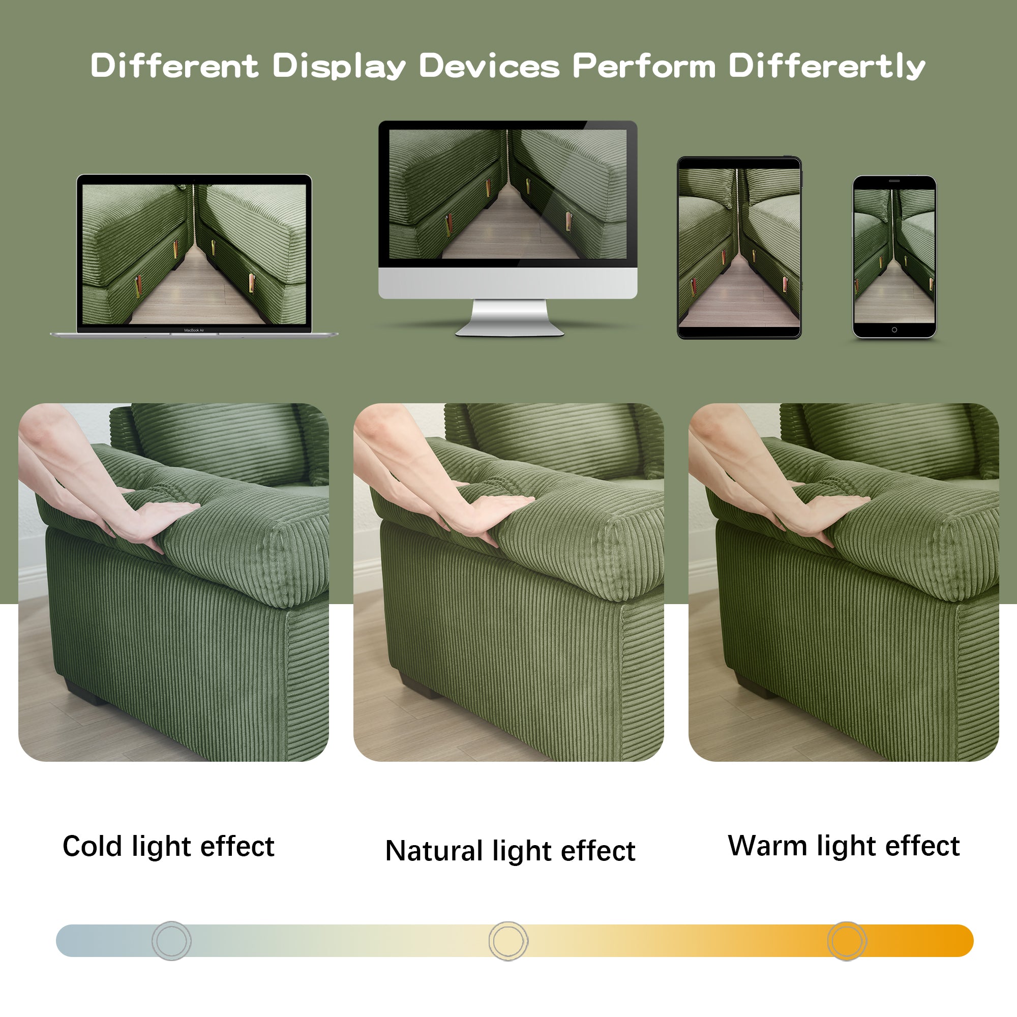 Albany 54.3" 1 Piece Oversized Corduroy Modular Armchair, Green