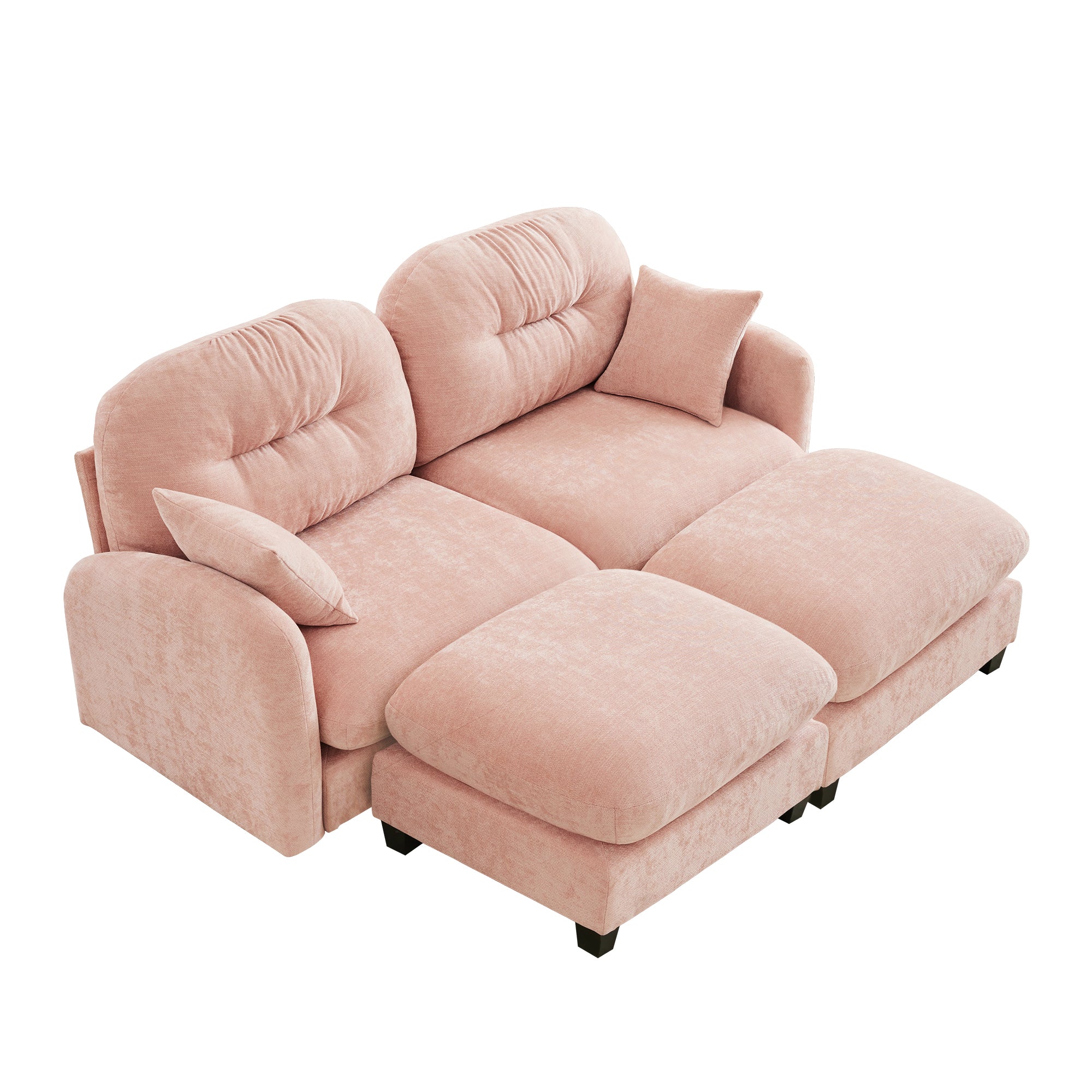 Roselyn 74" Chenille Sectional Modular Sofa with 2 Ottomans