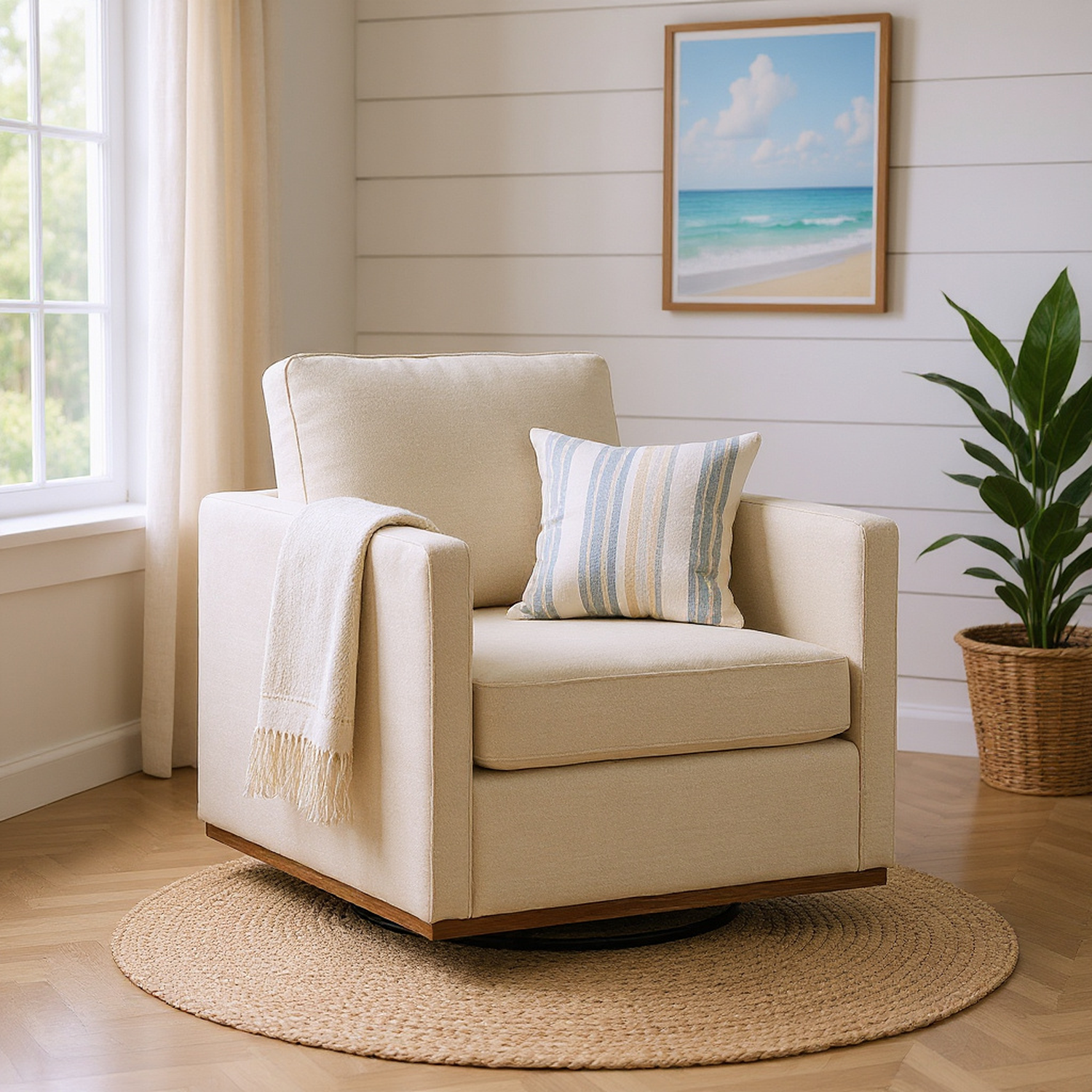 30.7"W Square Upholstered Swivel Accent Chair and Comfy Accent Single Sofa Chair, 360 Degree Club Chair
