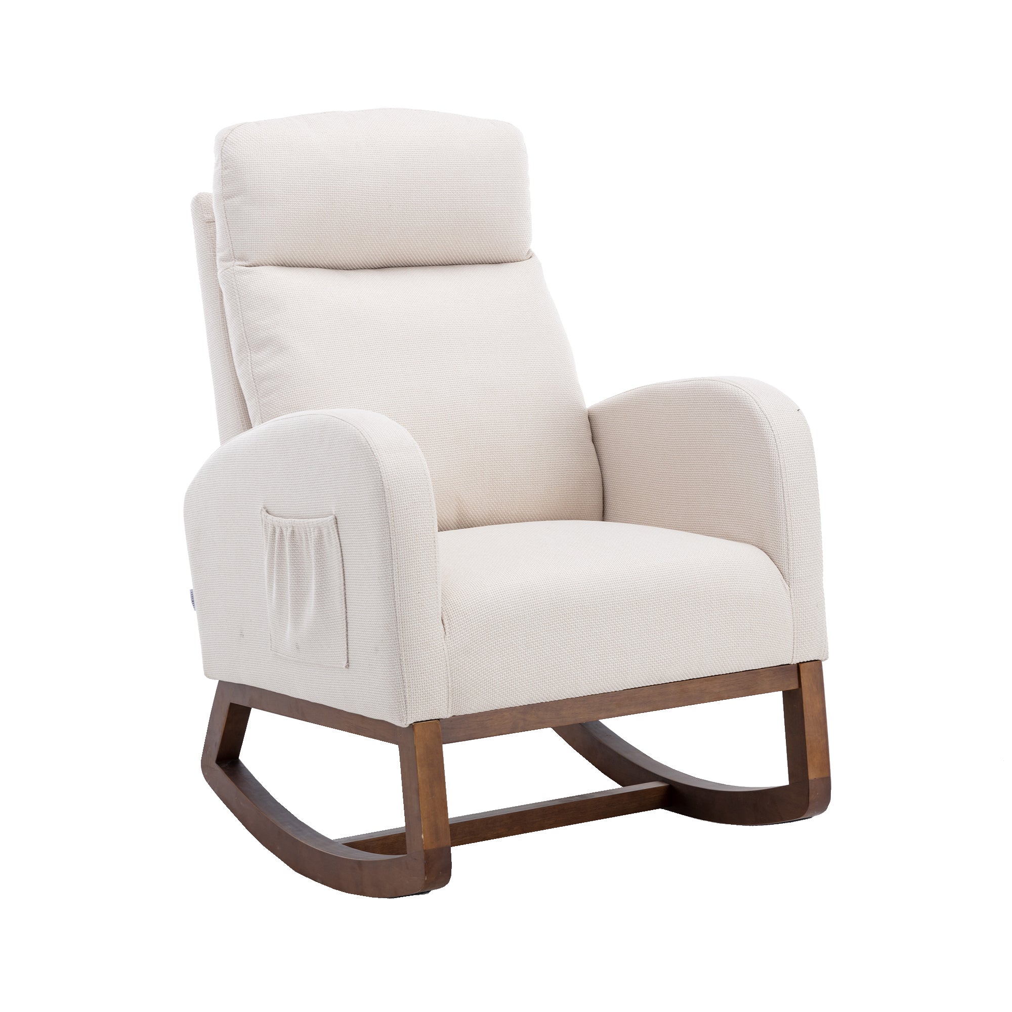 Cedar Modern Fabric Rocking Recliner Armchair with Wood Legs