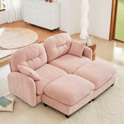 Roselyn 74" Chenille Sectional Modular Sofa with 2 Ottomans