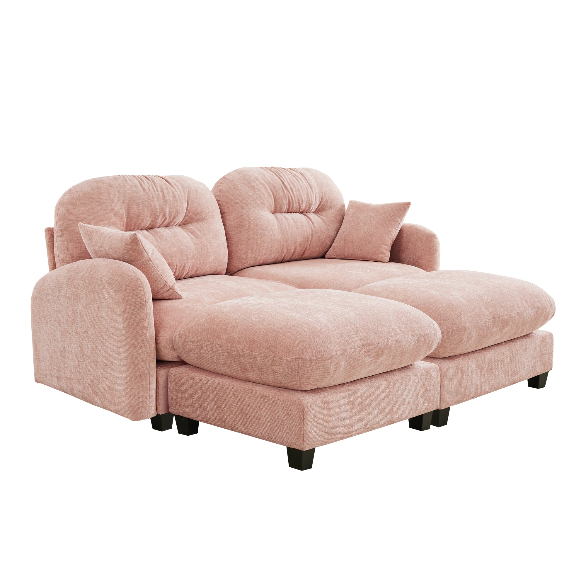 Roselyn 74" Chenille Sectional Modular Sofa with 2 Ottomans