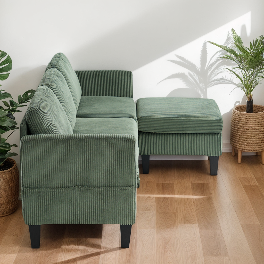 Marina 67" Modern Cashmere L-Shaped Multifunctional Sofa