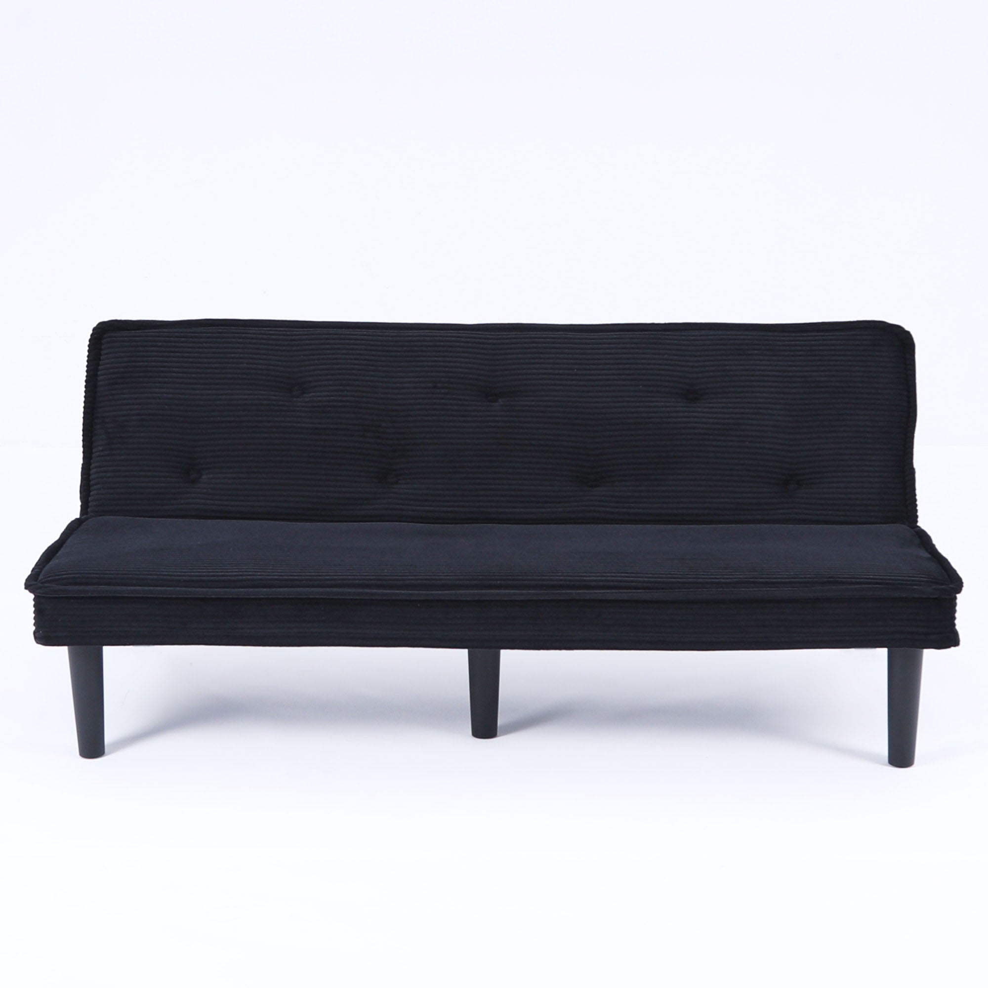 66'' Corduroy Convertible Sofa Bed, Modern Minimalist, Black, for Living Room/Bedroom