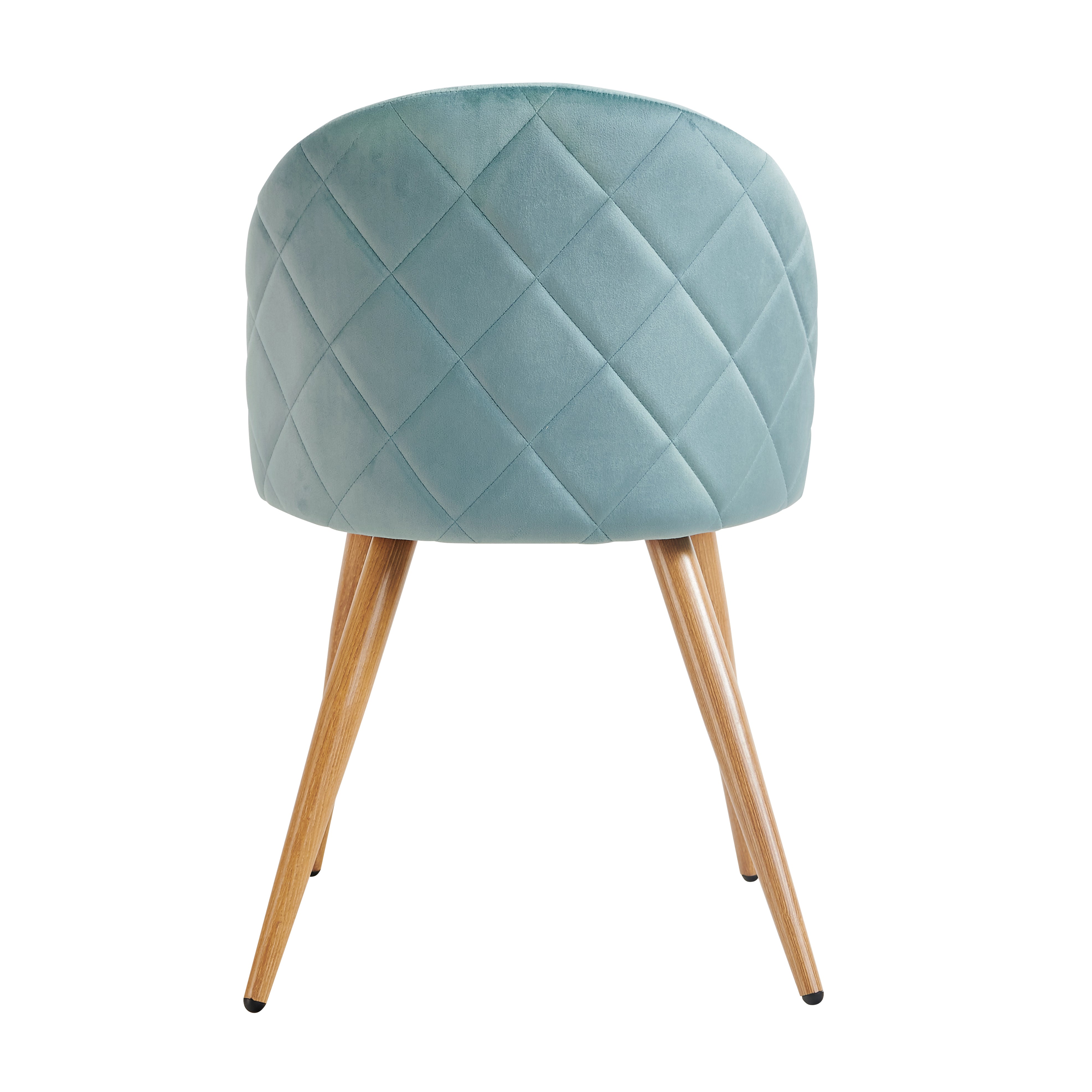 ZOMBA Velvet Dining Chairs Set of 2 Modern Round Back Upholstered Kitchen Chairs Wood Look Metal Legs Teal