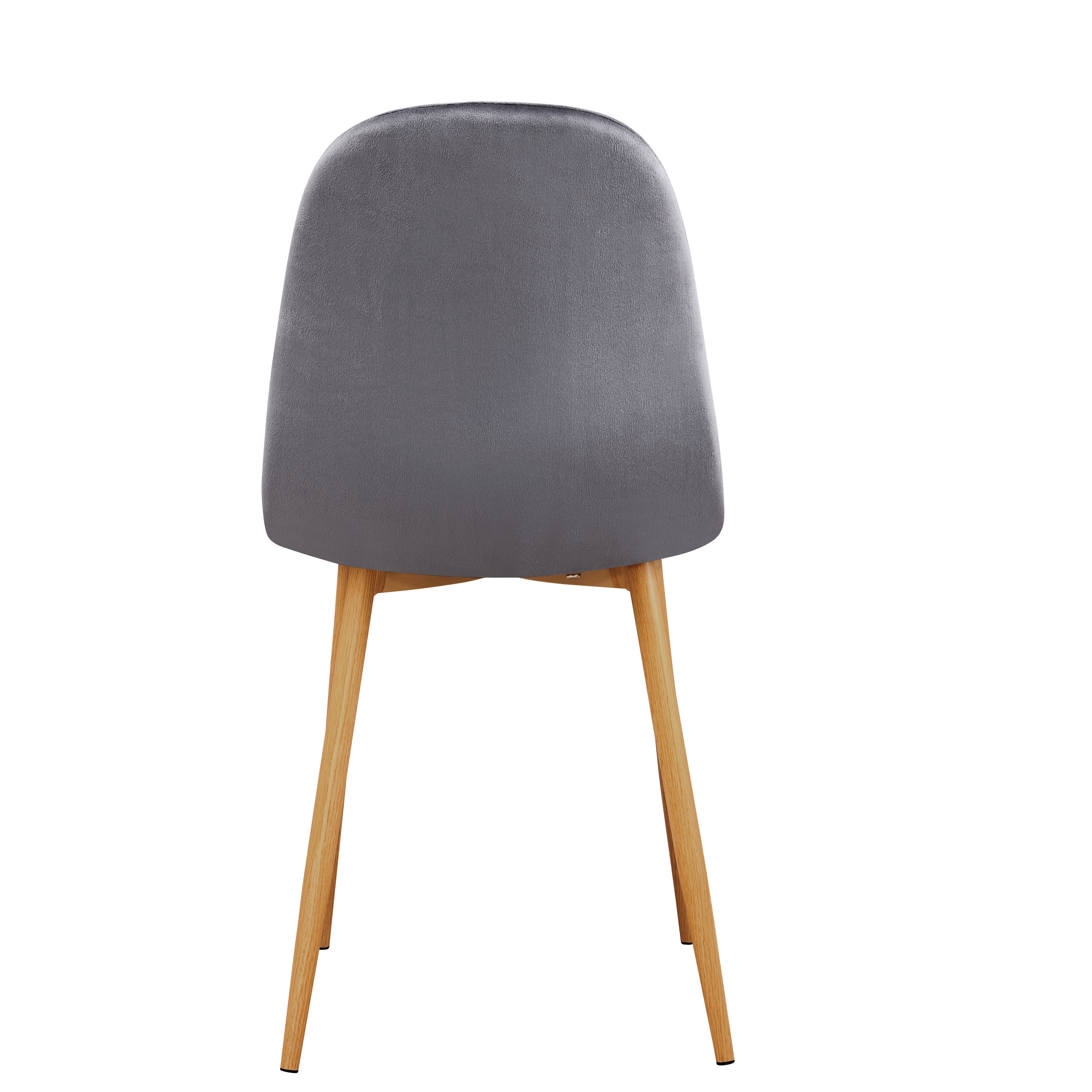 CHARLTON Set of 4 Velvet Dining Chairs, Curved Back with Wood-Look Metal Legs, Dark Gray Upholstery, Easy Assembly
