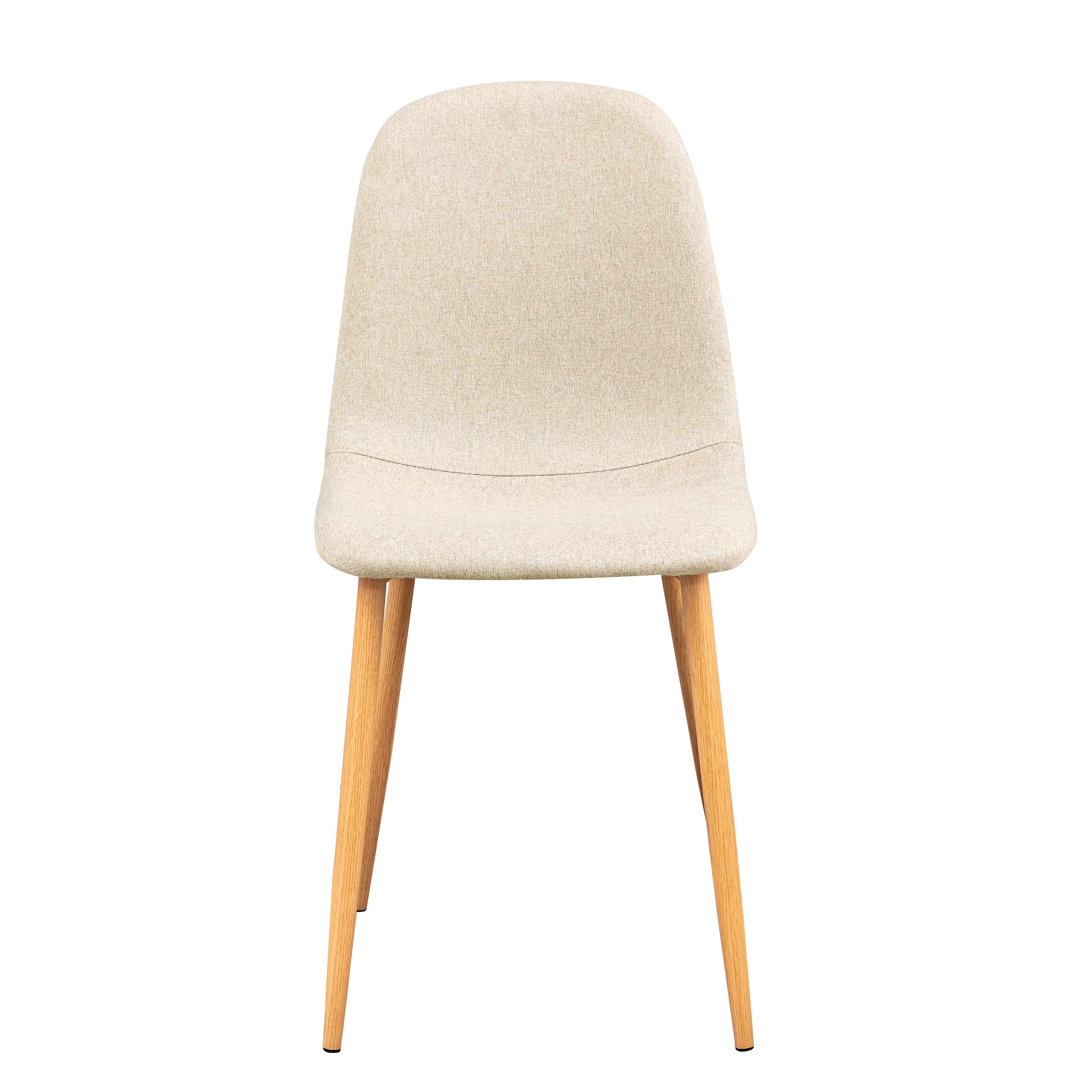 CHARLTON Set of 4 Modern Dining Chairs, Curved Fabric Seats with Wood-Look Metal Legs, Beige Upholstery, Easy Assembly