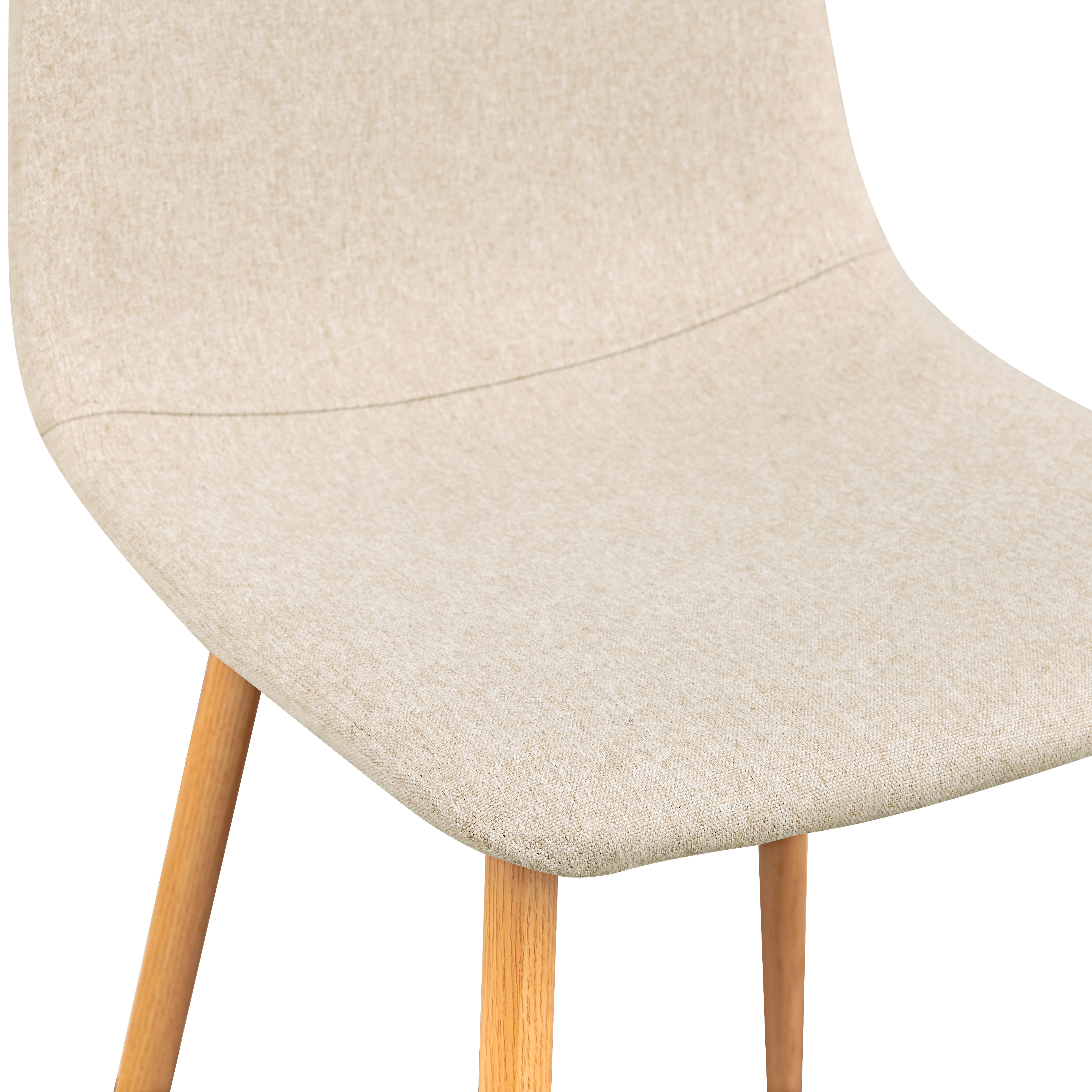 CHARLTON Set of 4 Modern Dining Chairs, Curved Fabric Seats with Wood-Look Metal Legs, Beige Upholstery, Easy Assembly