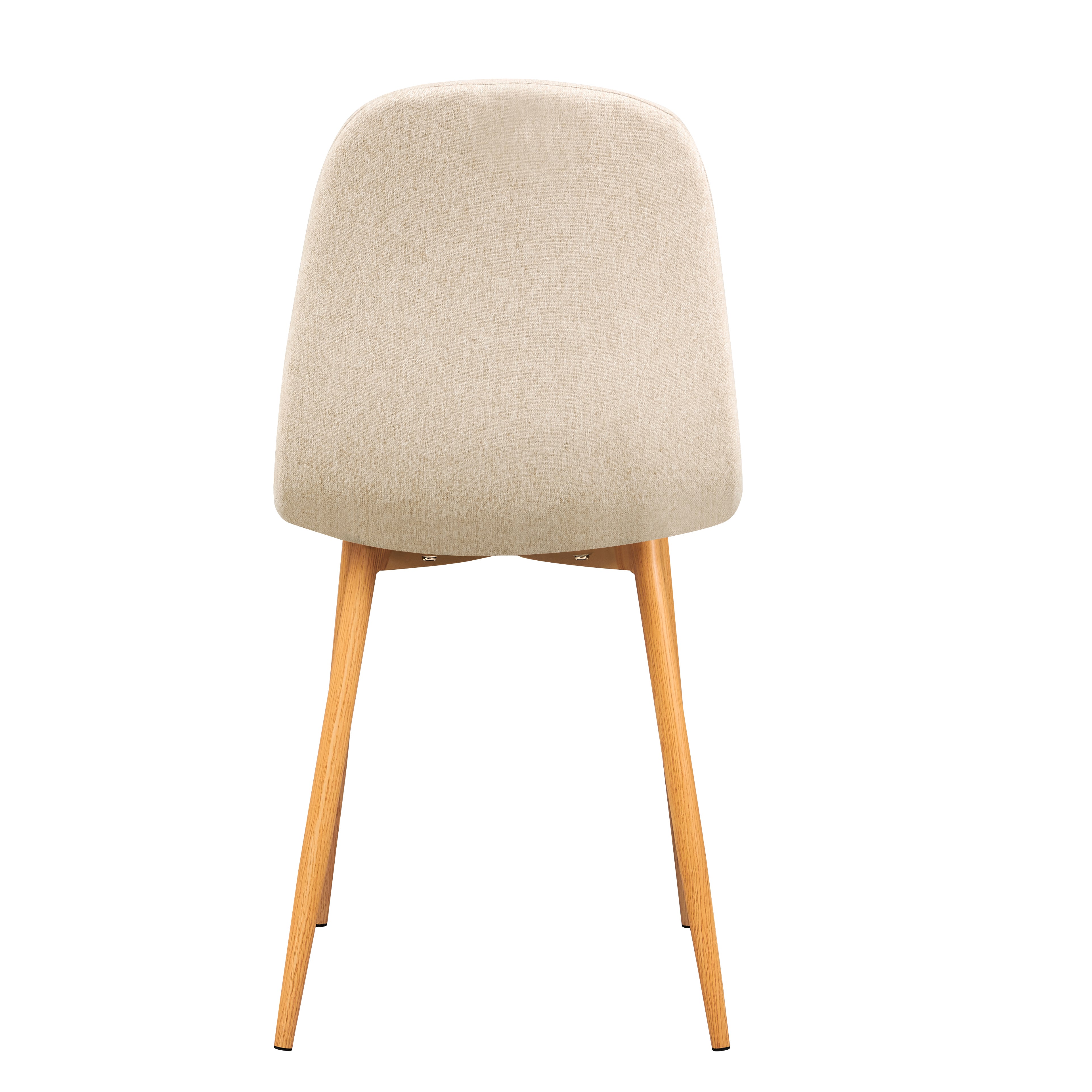 CHARLTON Set of 4 Modern Dining Chairs, Curved Fabric Seats with Wood-Look Metal Legs, Beige Upholstery, Easy Assembly