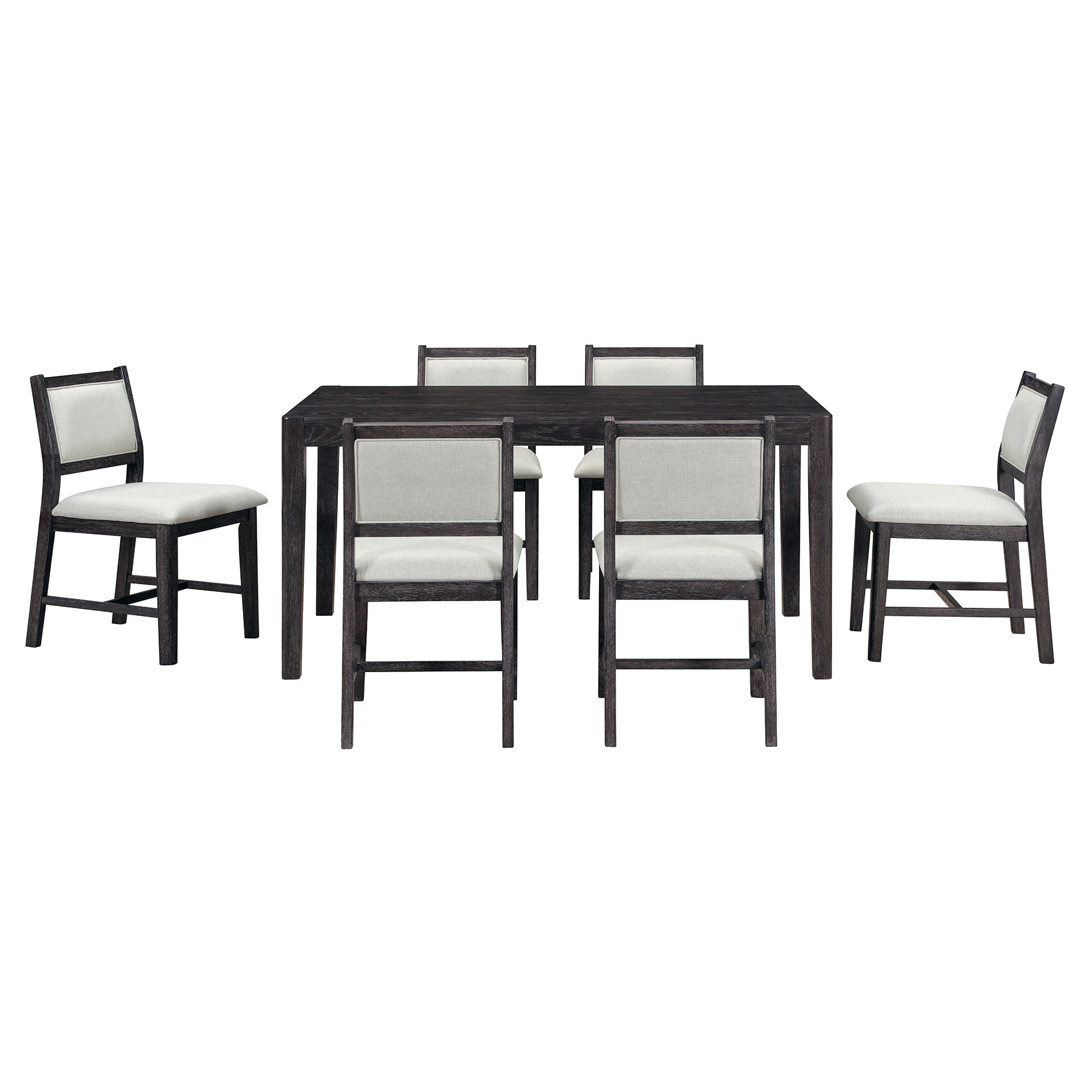 Elora 7 Piece Modern Wood Dining Table Set with Upholstered Chairs
