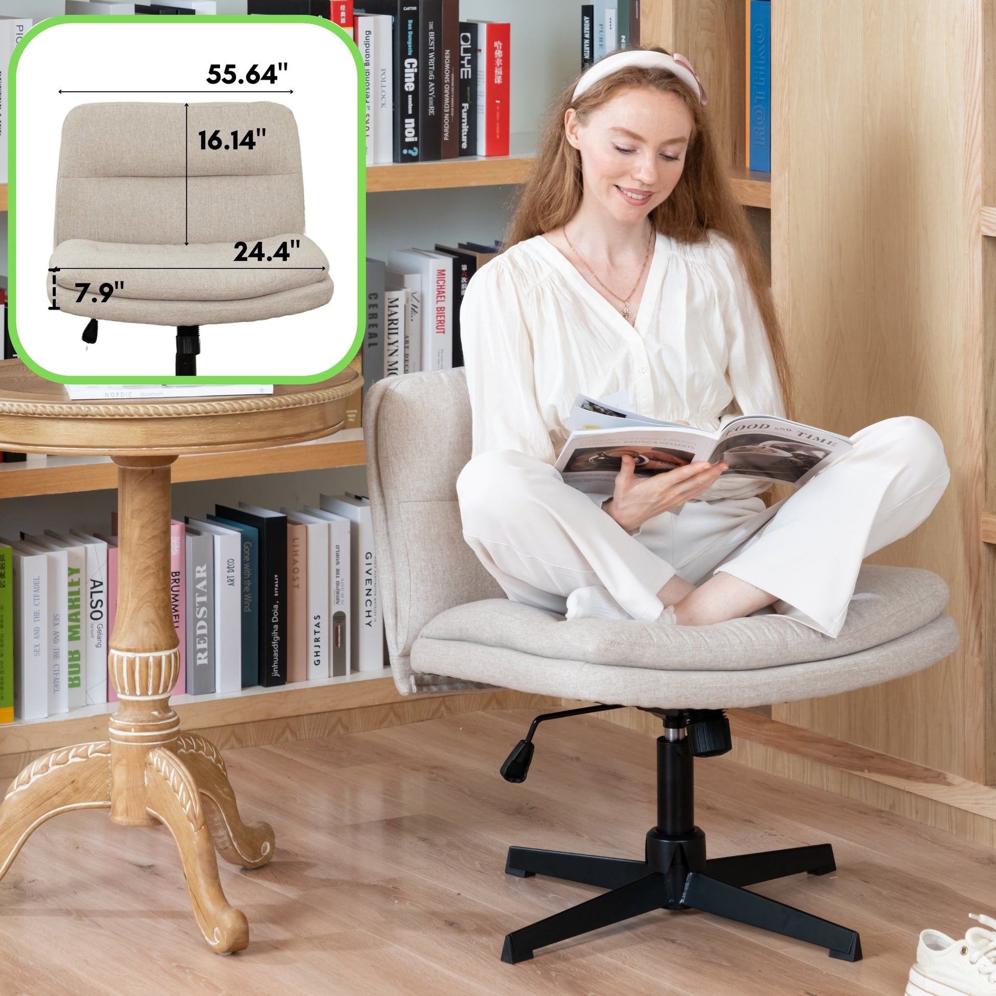 Fabric Modern Upholstered Swivel Executive Chair Ergonomic Task Chai