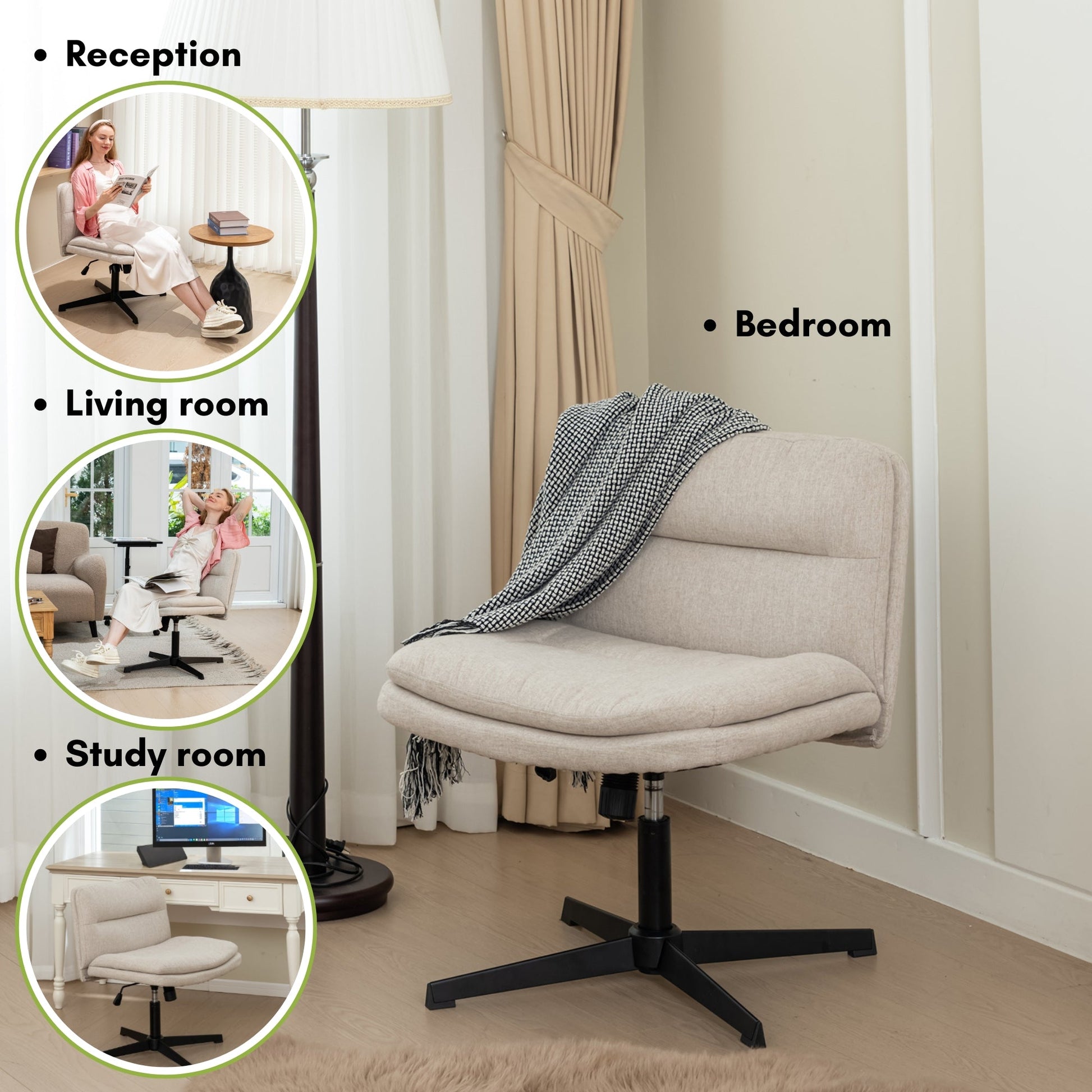 Fabric Modern Upholstered Swivel Executive Chair Ergonomic Task Chai