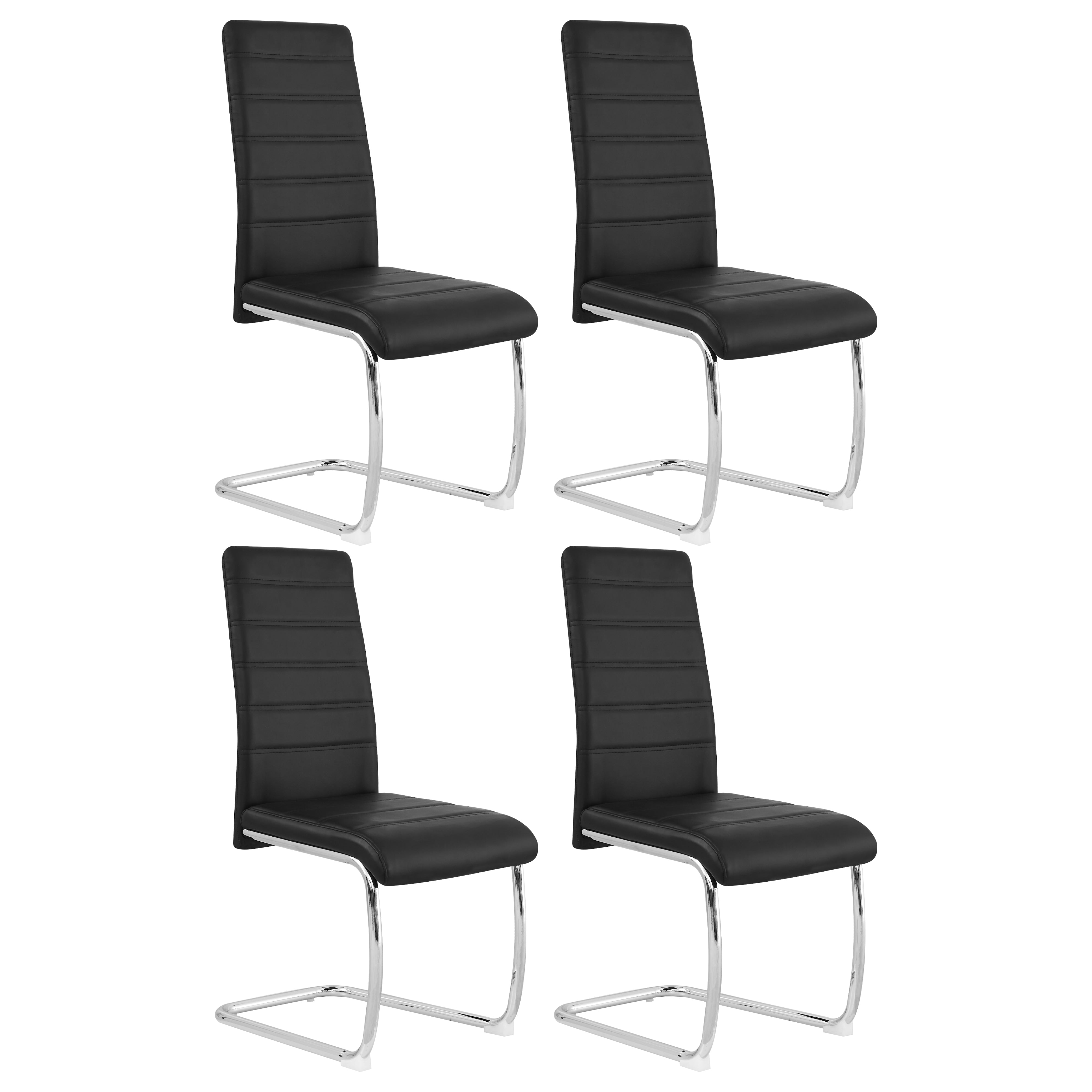 Ann Black PVC Dining Chairs with Handles Set of 4