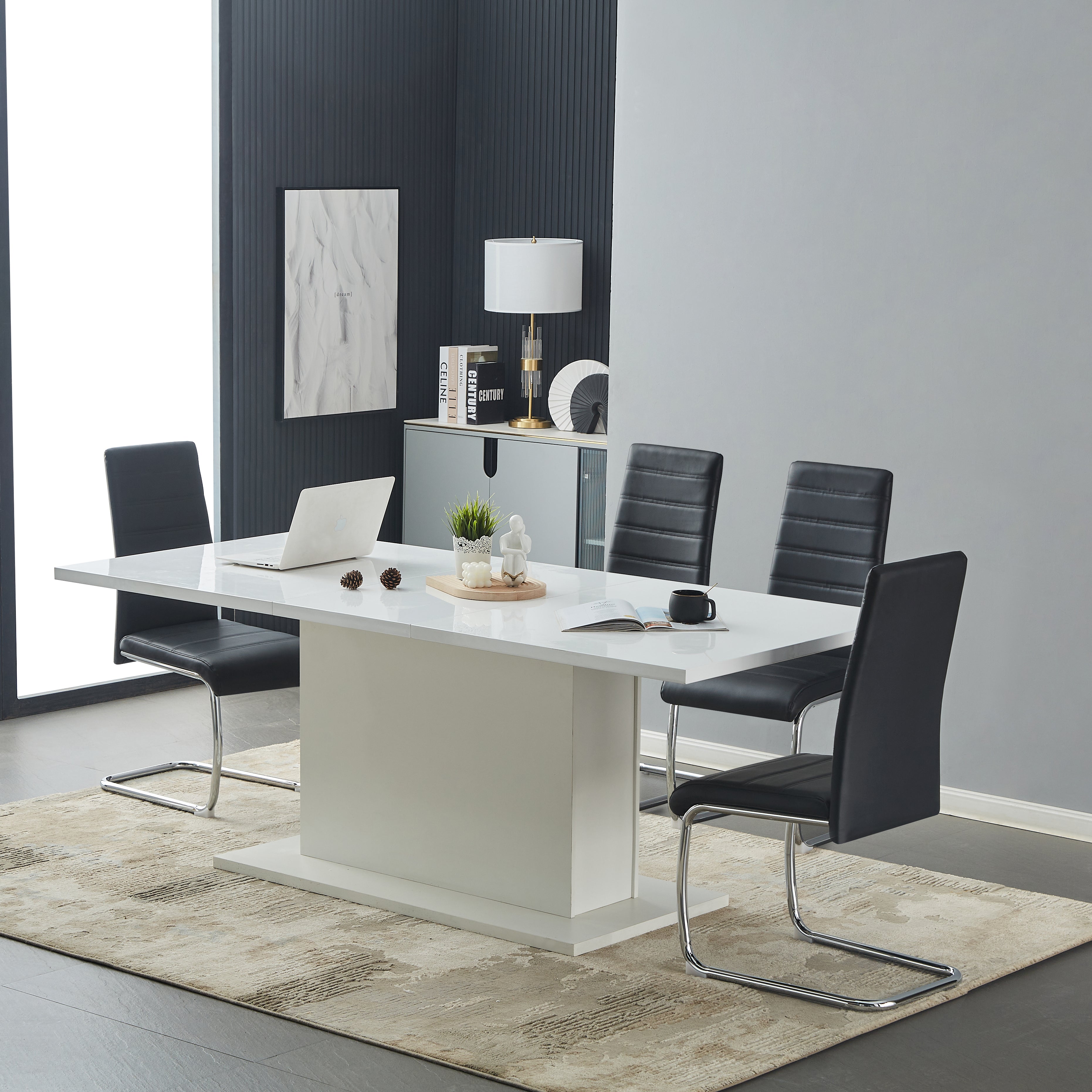 Ann Black PVC Dining Chairs with Handles Set of 4