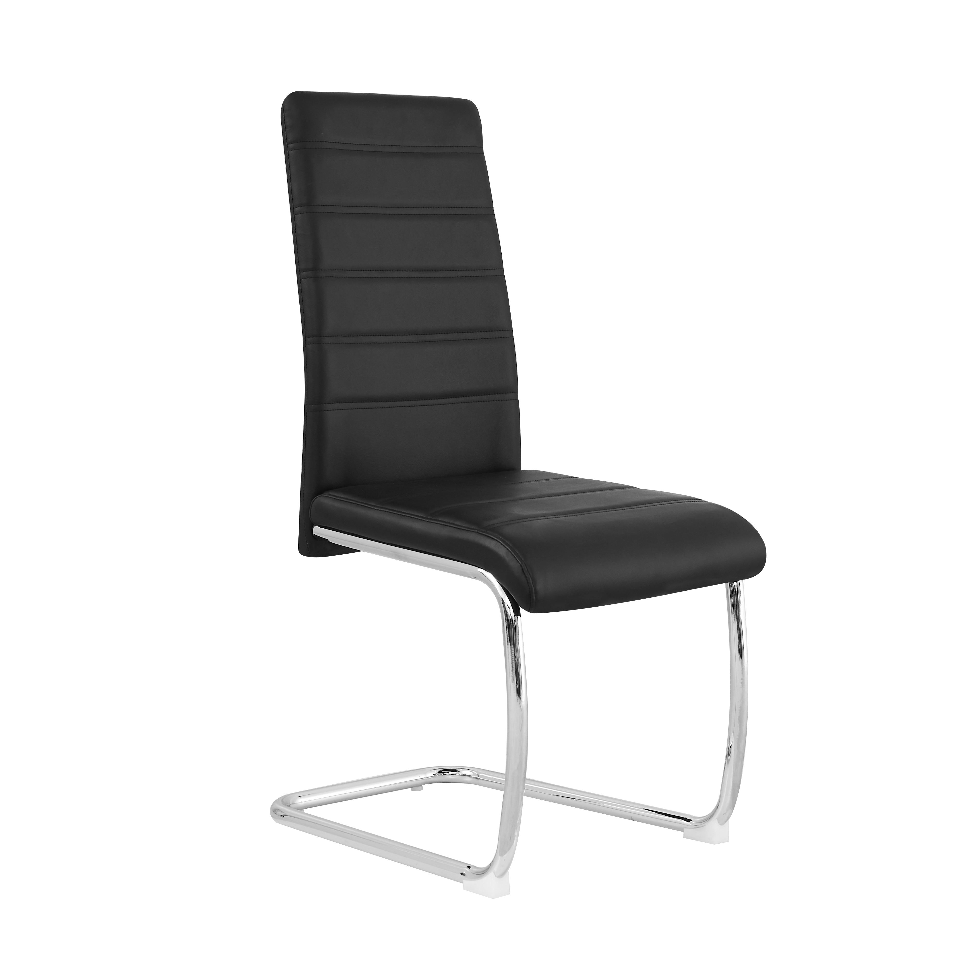 Ann Black PVC Dining Chairs with Handles Set of 4