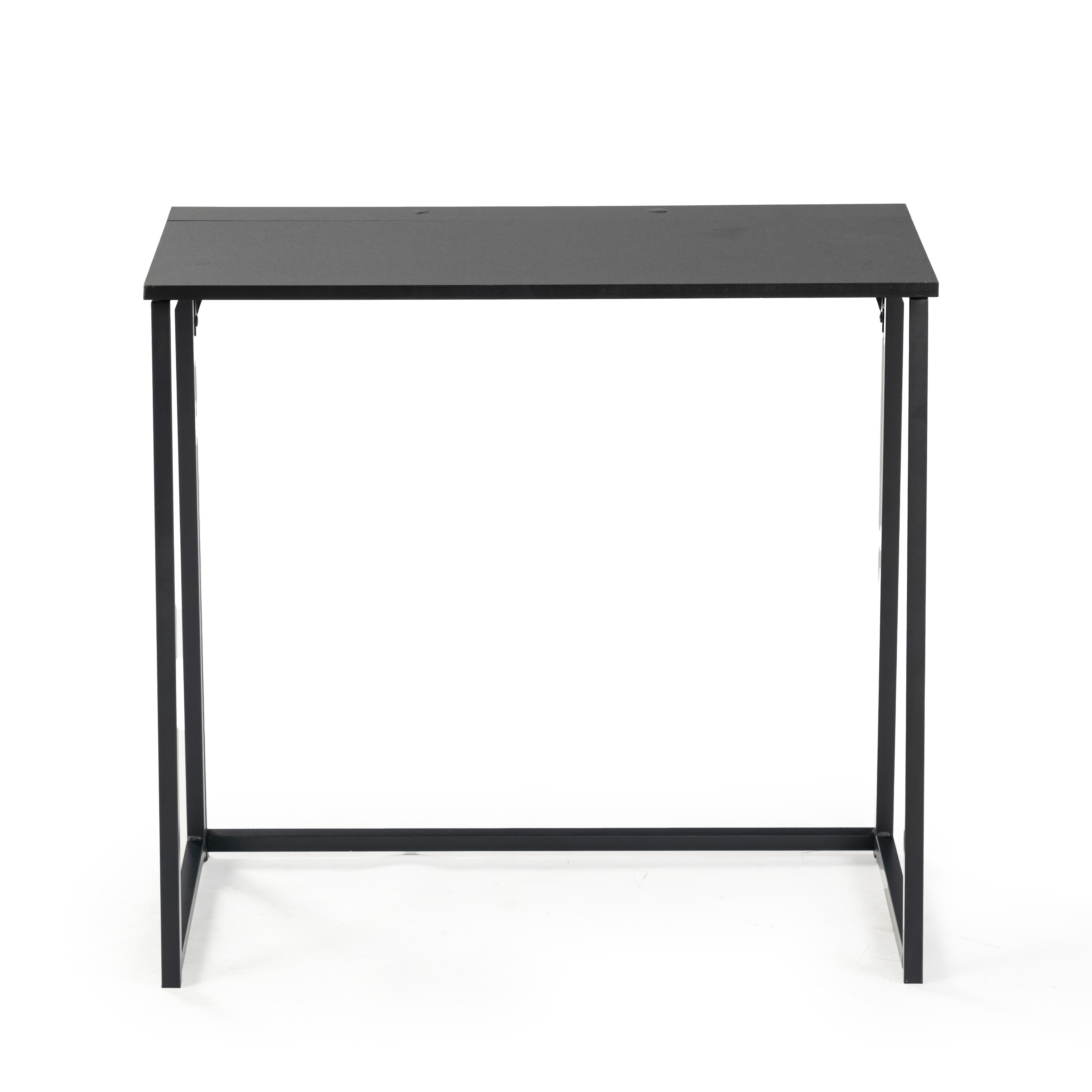 ascoli foldable working table - black wood top - black metal legs space-saving design modern style