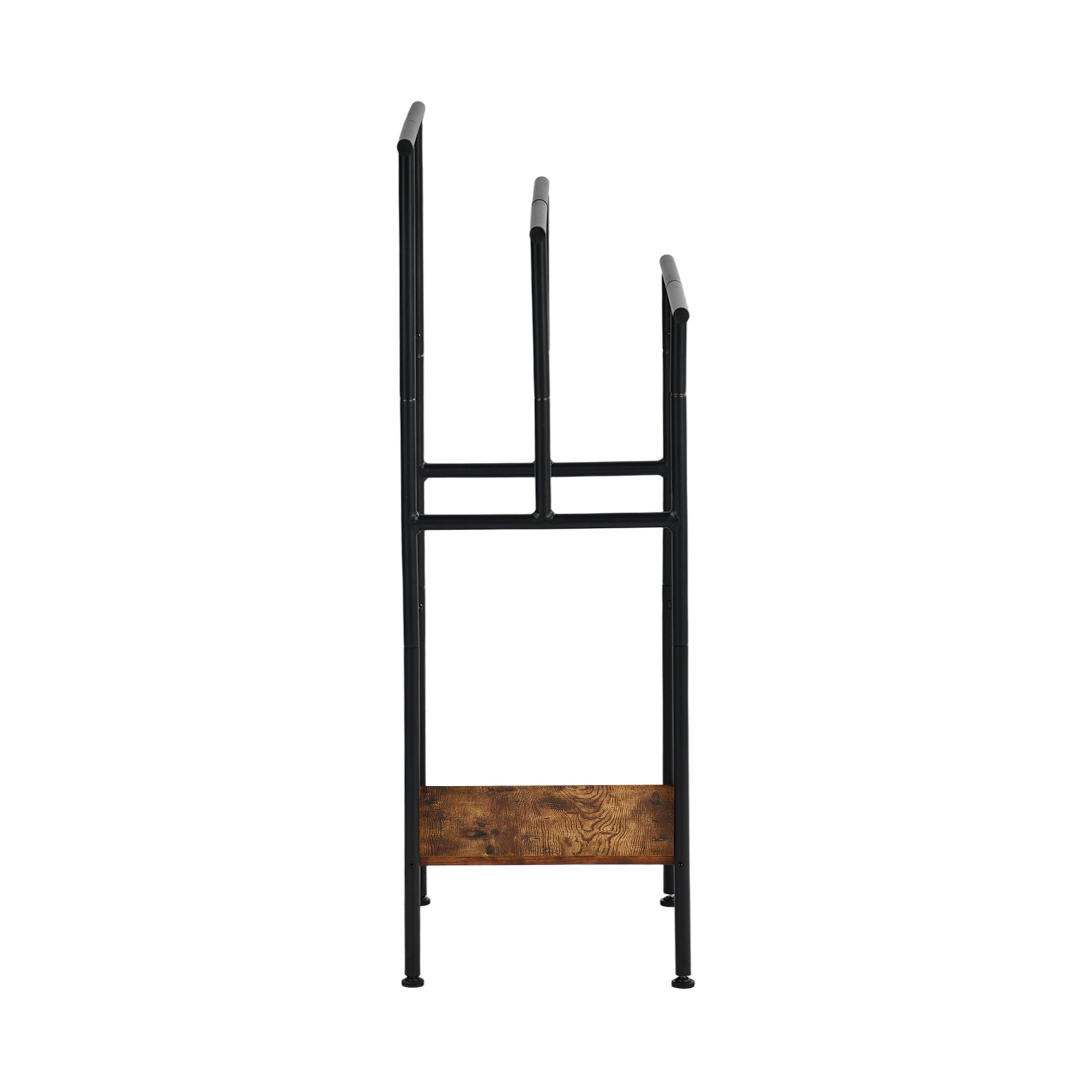 BALA Free Standing Towel Rack with Shelf 3 Bar Bathroom Towel Holder Black Metal Frame Rustic Brown