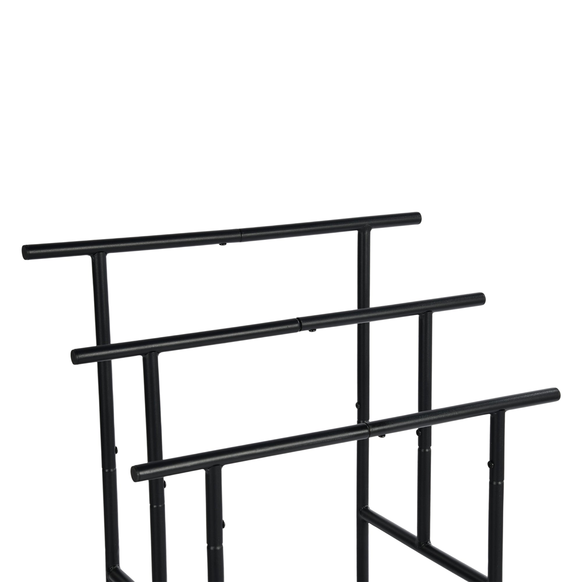 BALA Free Standing Towel Rack with Shelf 3 Bar Bathroom Towel Holder Black Metal Frame Rustic Brown