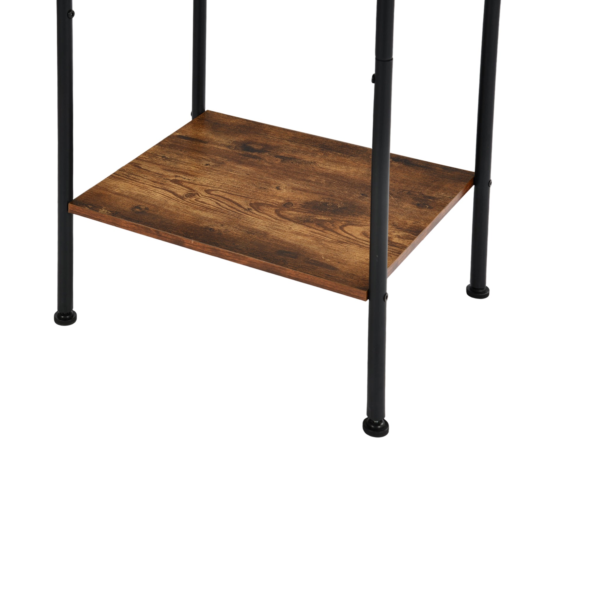 BALA Free Standing Towel Rack with Shelf 3 Bar Bathroom Towel Holder Black Metal Frame Rustic Brown