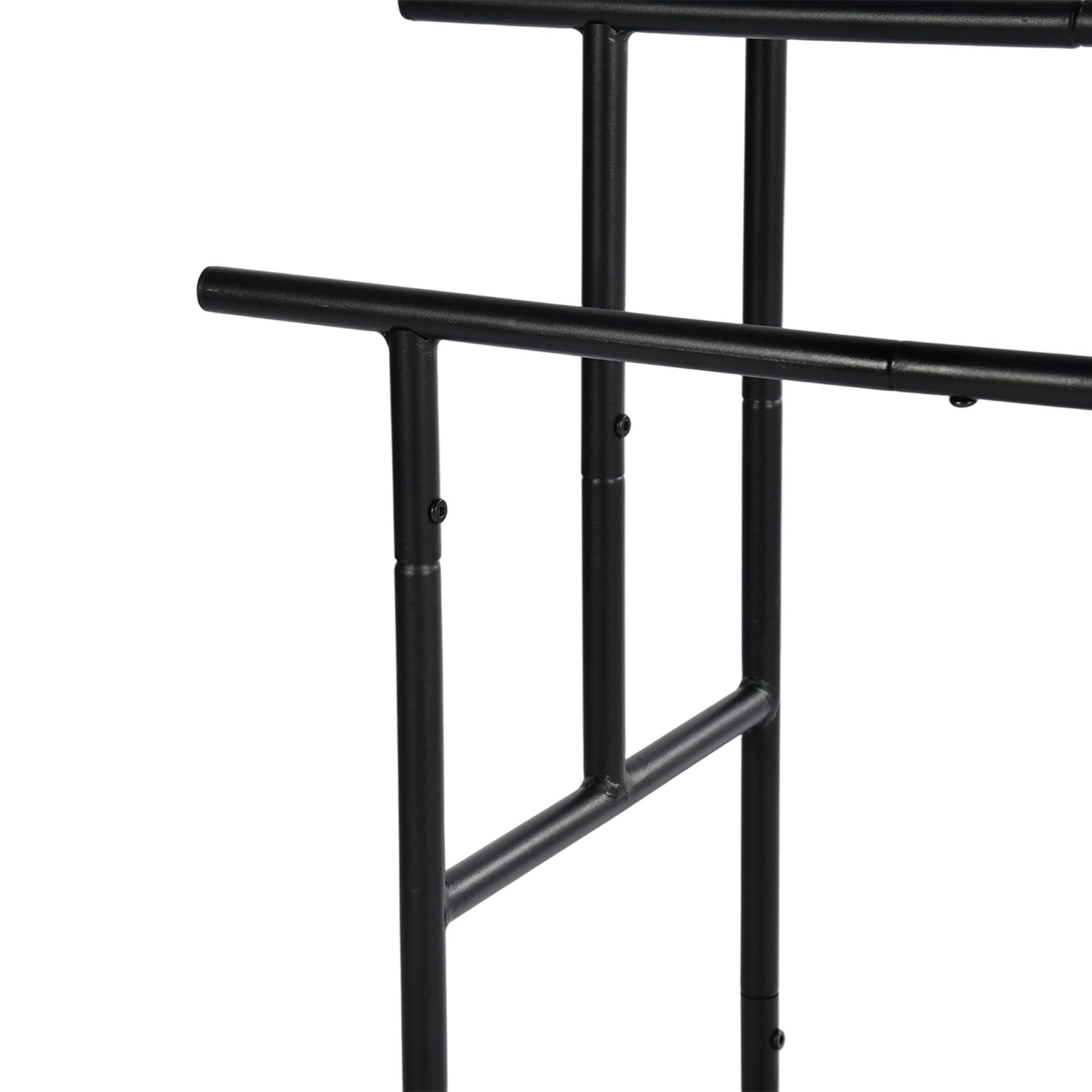 BALA Free Standing Towel Rack with Shelf 3 Bar Bathroom Towel Holder Black Metal Frame Rustic Brown