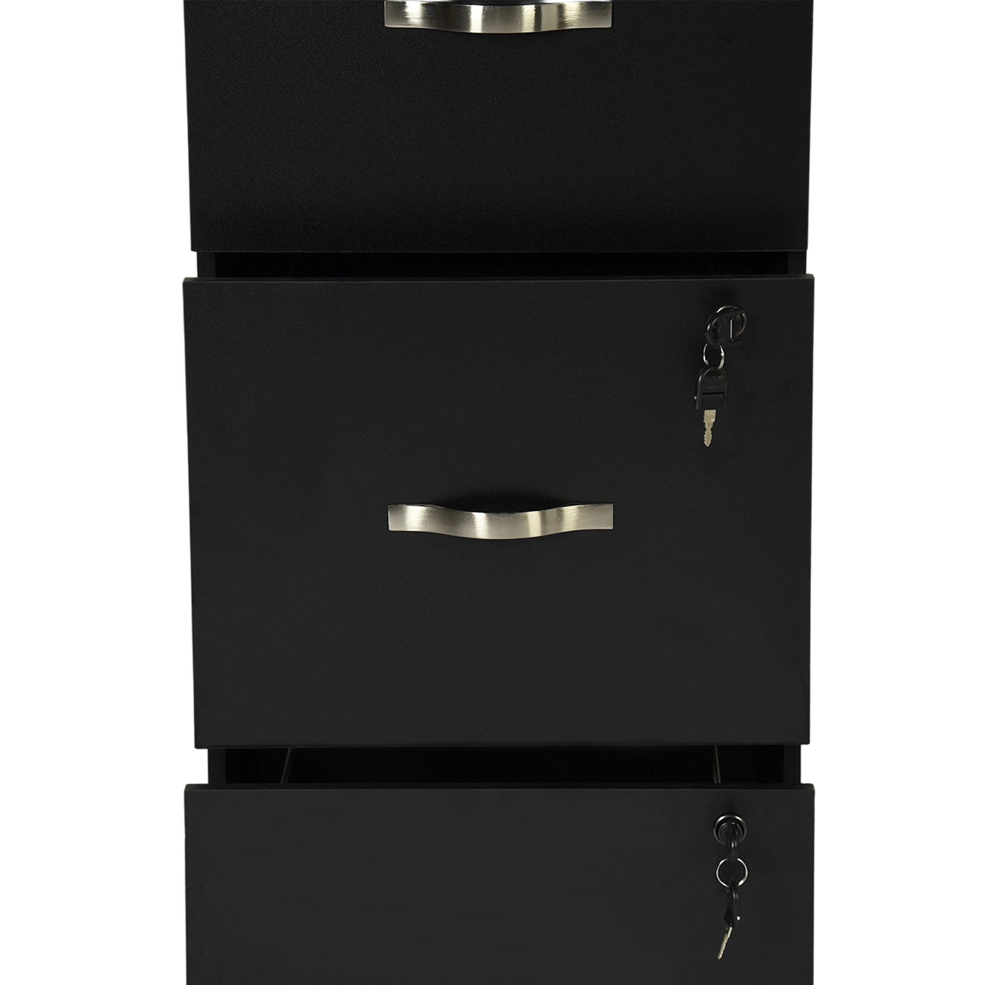 BRAUM 3 Drawer Locking File Cabinet, Black Metal Vertical Filing Cabinet with Keys for Home Office