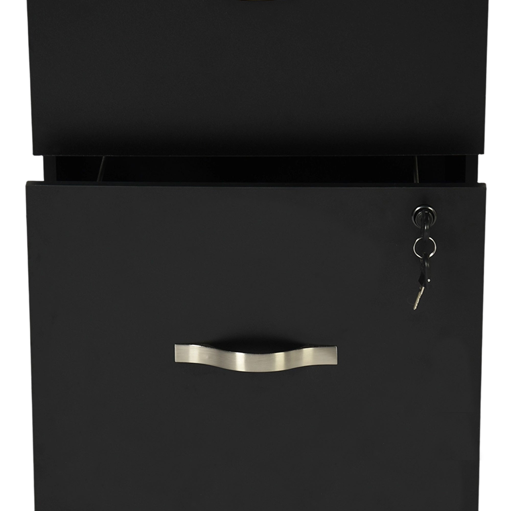 BRAUM 3 Drawer Locking File Cabinet, Black Metal Vertical Filing Cabinet with Keys for Home Office