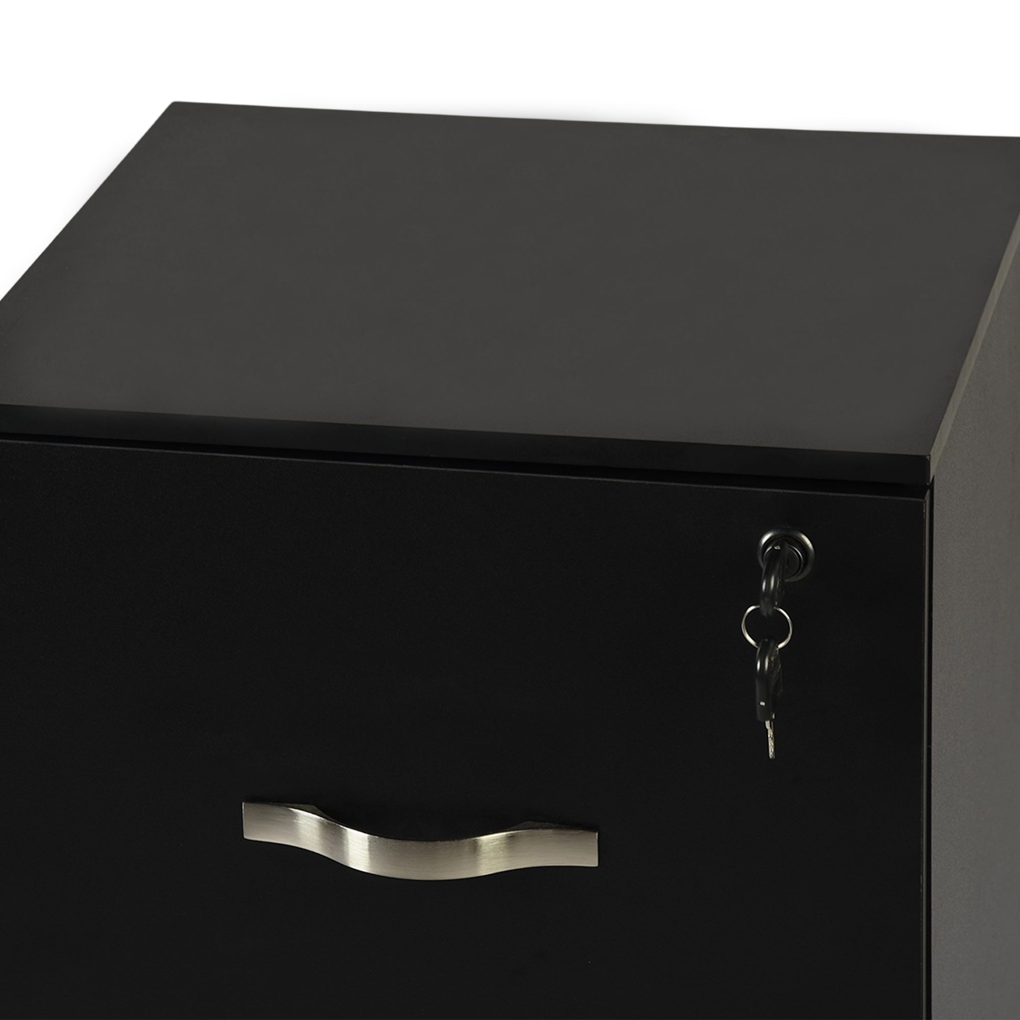 BRAUM 3 Drawer Locking File Cabinet, Black Metal Vertical Filing Cabinet with Keys for Home Office