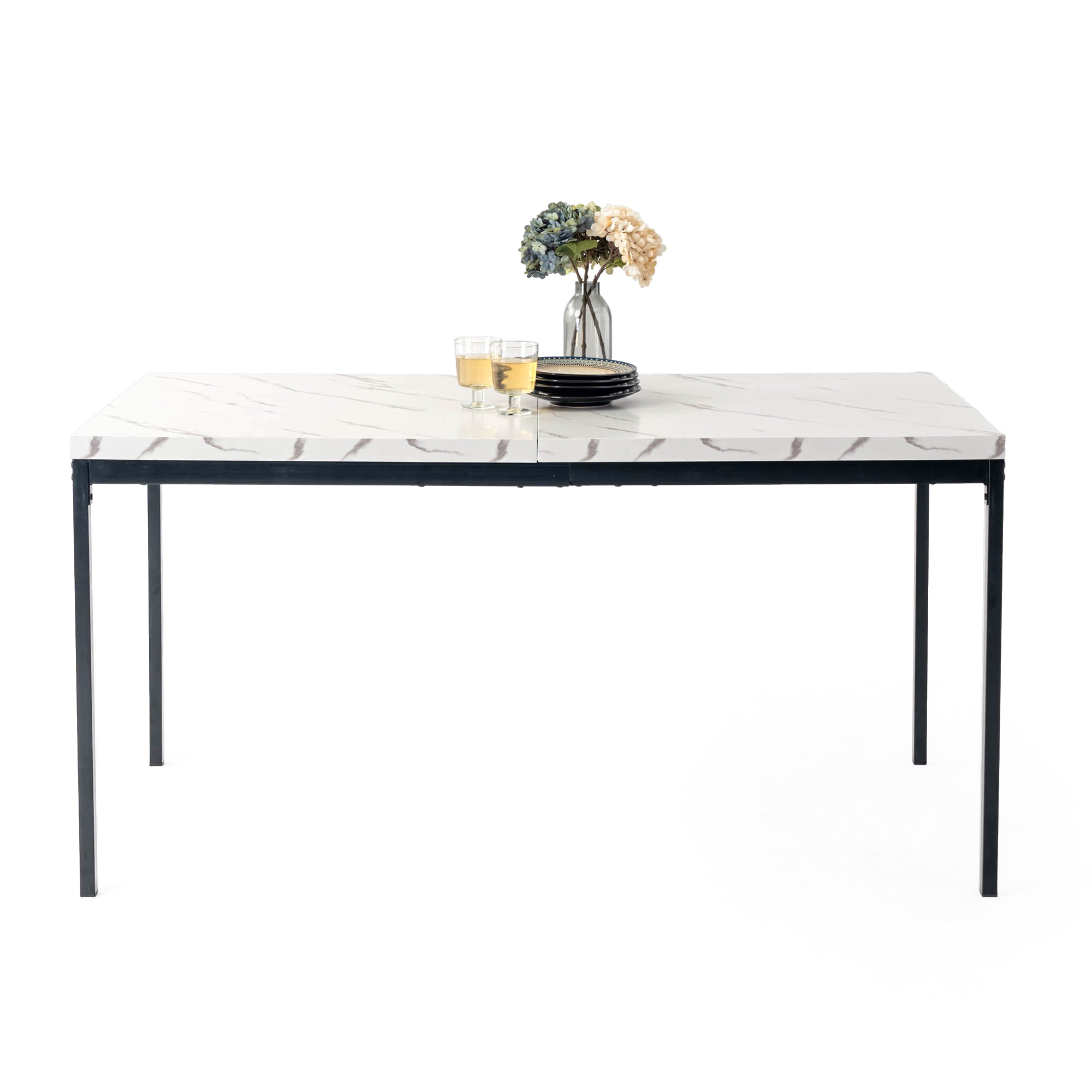 Cajon Modern wooden Dining Table - Expresso, Grey, or White Marble Top