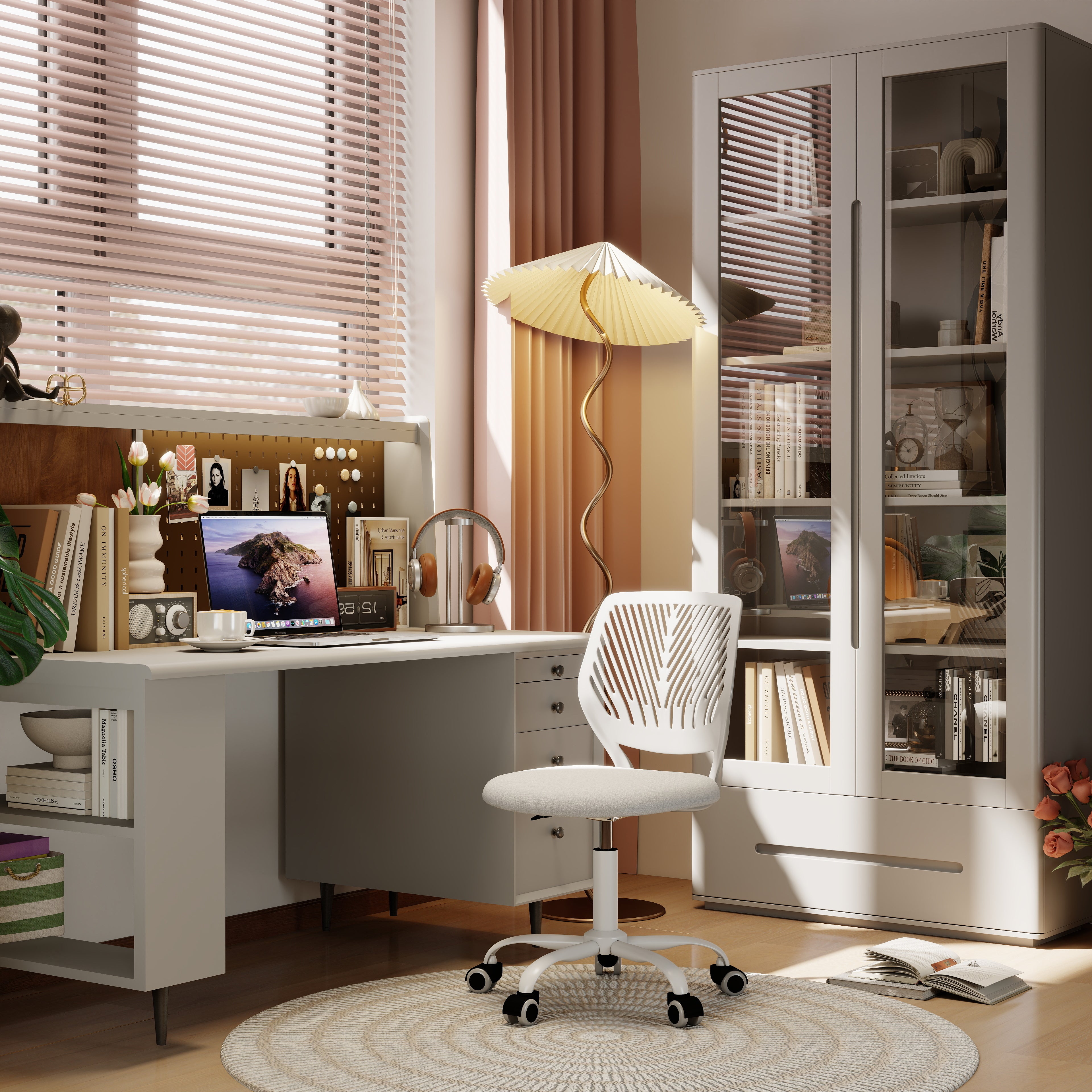 Carnation Fabric Study Chair - Morandi Colors, Ergonomic Design