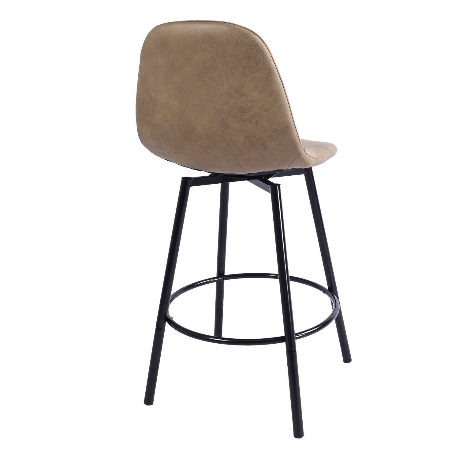 Char Set of 2 Modern Faux Leather Swivel Counter Stools Brown