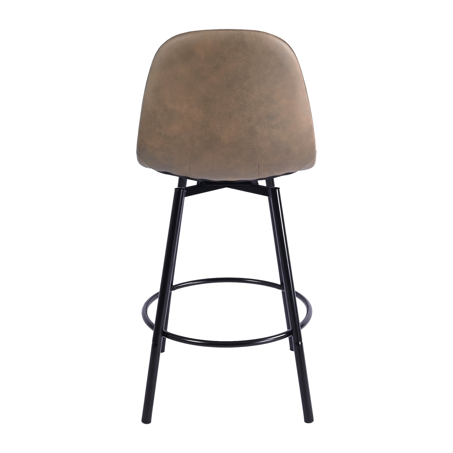 Char Set of 2 Modern Faux Leather Swivel Counter Stools Brown