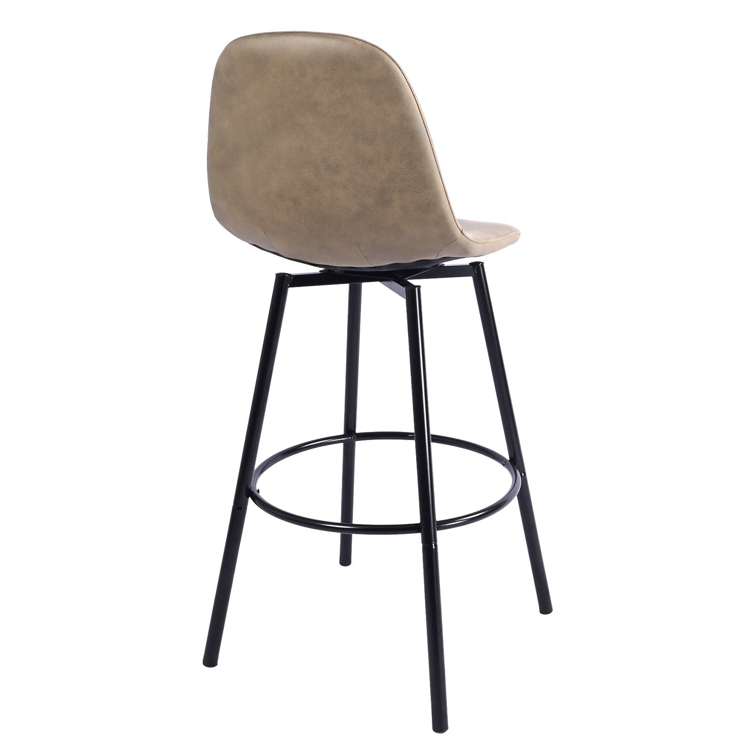Char Set of 2 Modern Faux Leather Swivel Counter Stools Brown