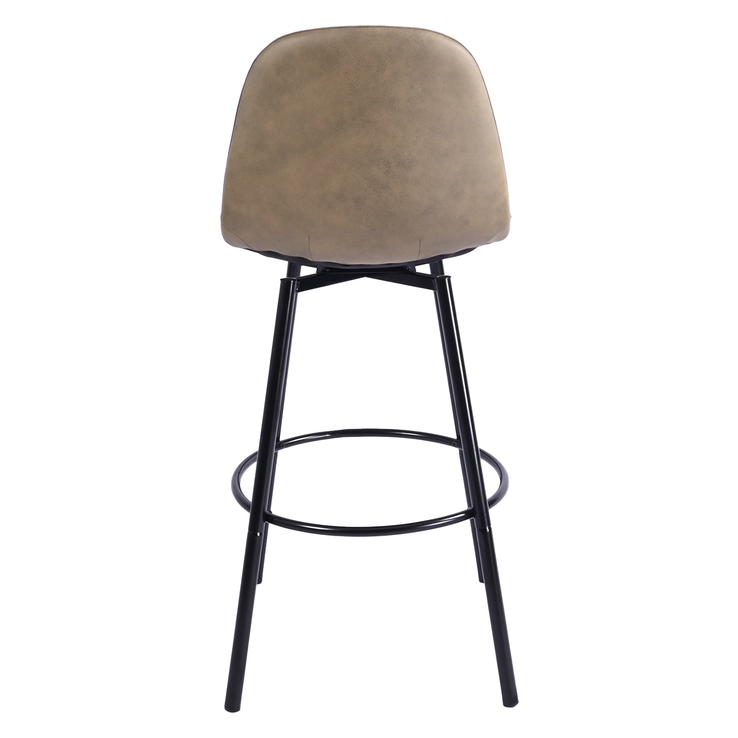 Char Set of 2 Modern Faux Leather Swivel Counter Stools Brown