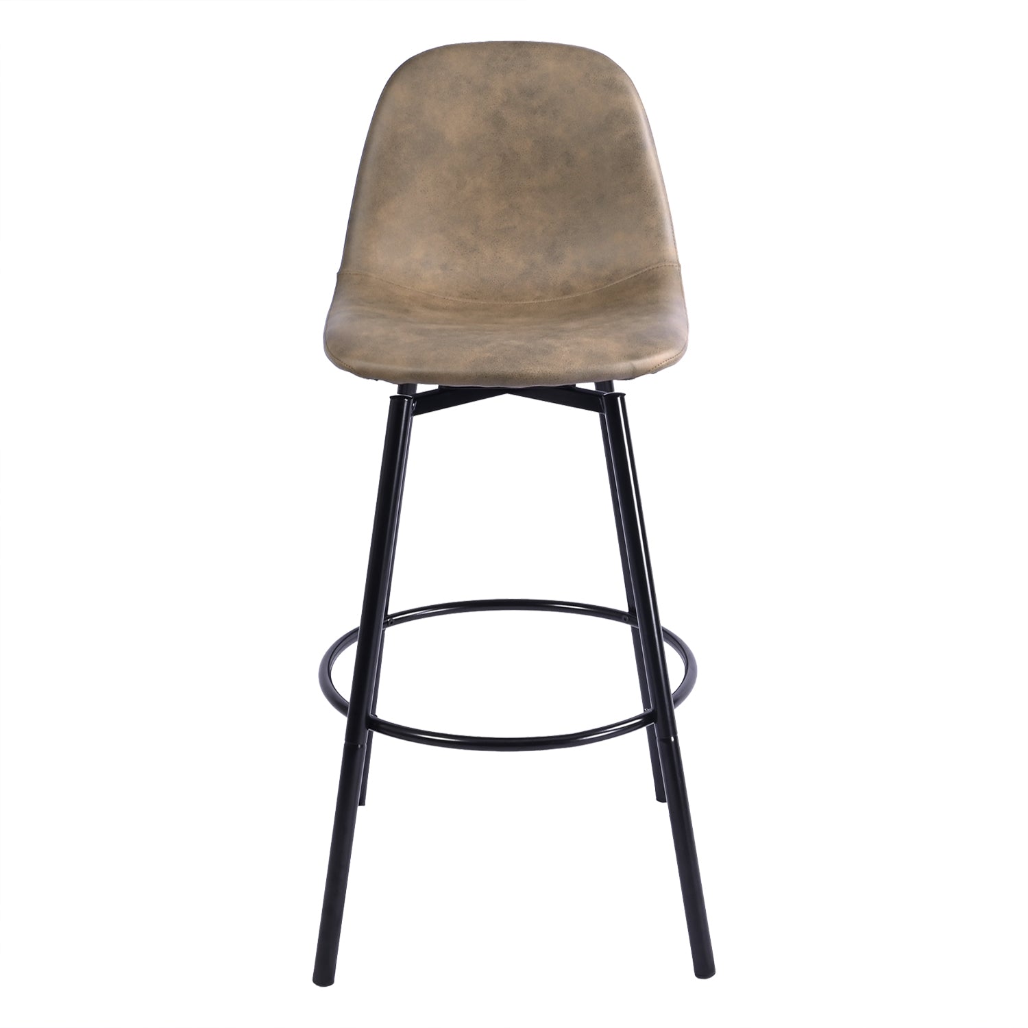 Char Set of 2 Modern Faux Leather Swivel Counter Stools Brown