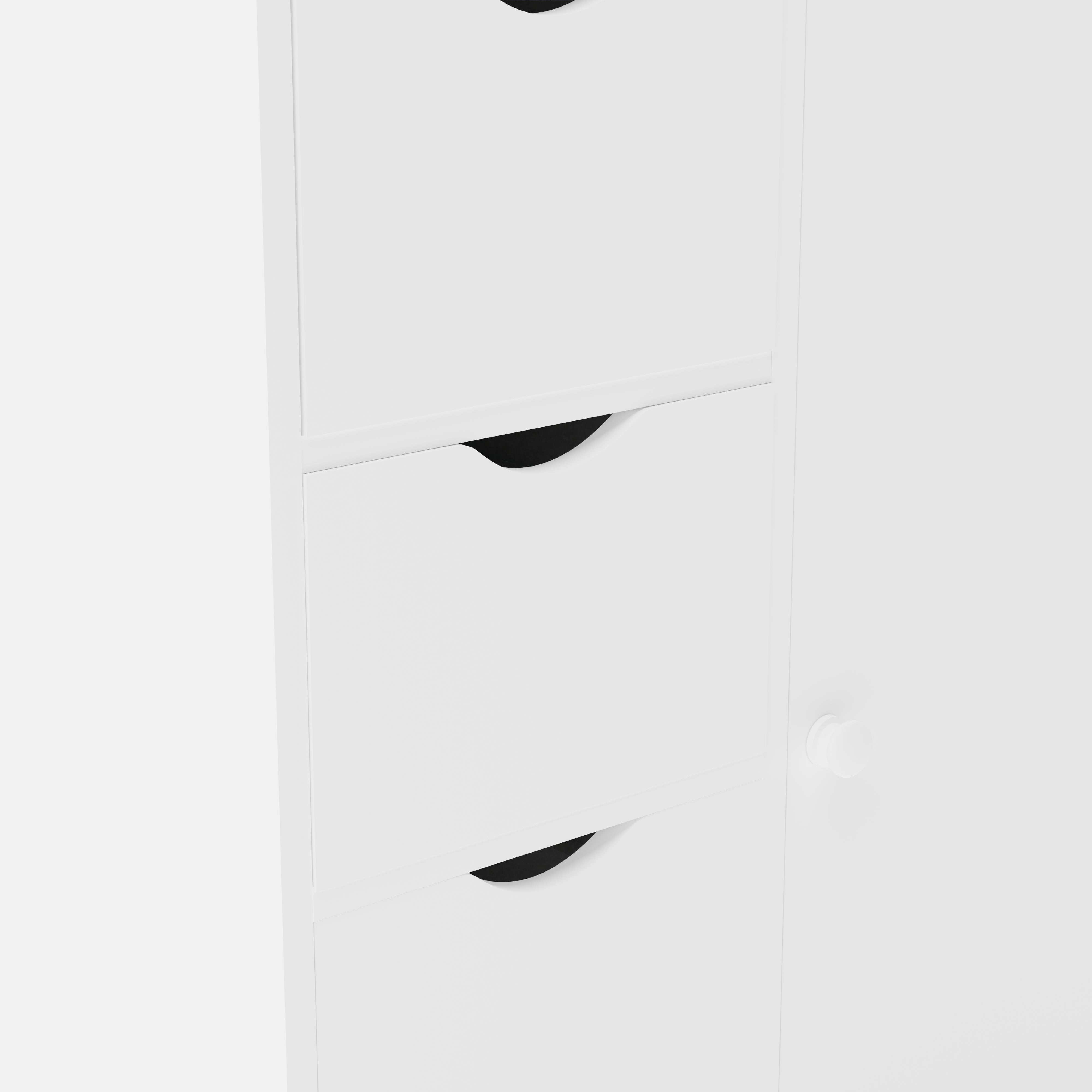 COLIN White Storage Cabinet, 32.2” Tall Floor Cabinet with 4 Drawers and Side Door, 21.8” W x 11.8” D, Small Bathroom or Bedroom Organizer