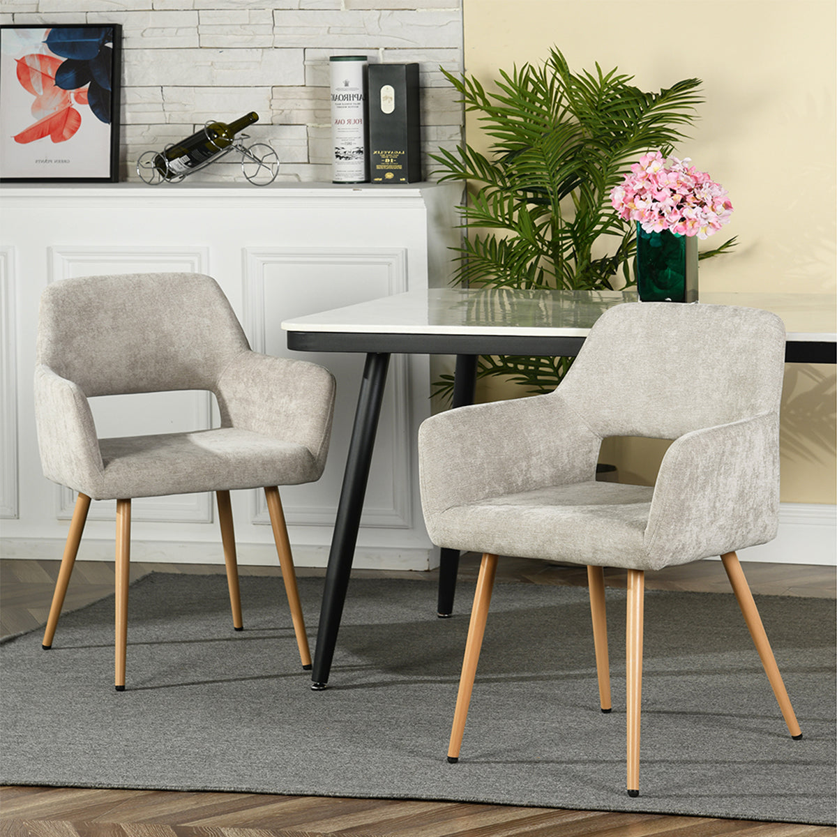 Cromwell Scandinavian Fabric Dining Chairs (Set of 2)