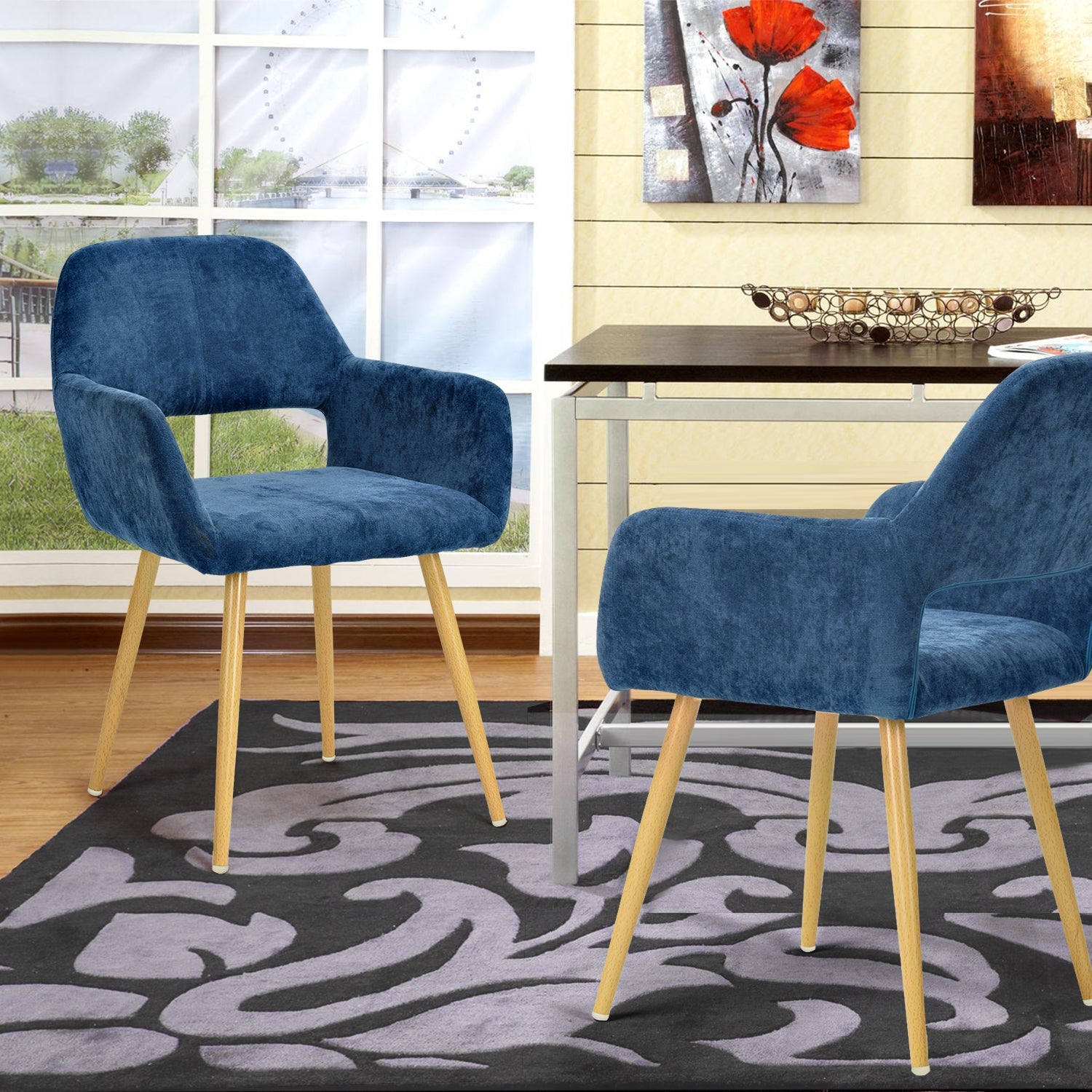 CROMWELL Scandinavian Fabric Dining Chairs (Set of 2)- HomyCasa - HomyCasa