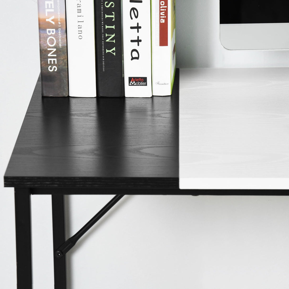 Dembe Wooden top Computer Desk with open shelves