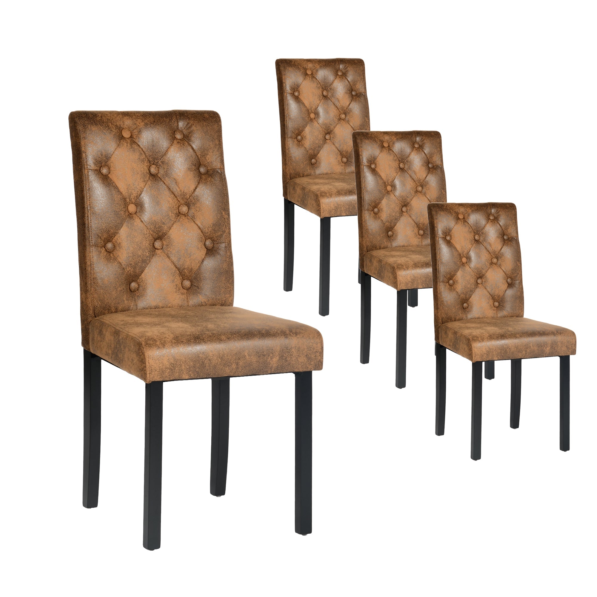 White PU leather dining chair with wooden legs, sleek and modern, set of 2.