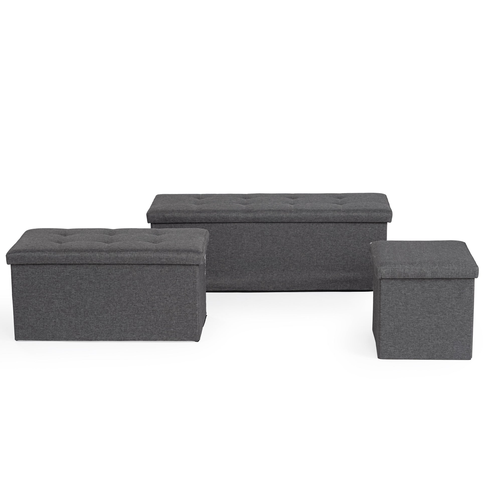 grey folding ottoman with storage-versatile design for seating or organizing essentials in any room