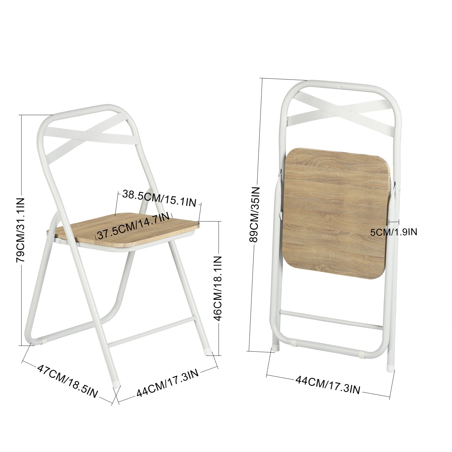 White beechwood dining chair with a classic design, ideal for kitchen and dining spaces, set of 4.