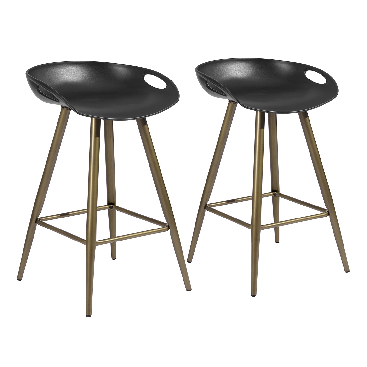 Fiyan Modern Metal Leg Barstool with Plastic seat Set of 2